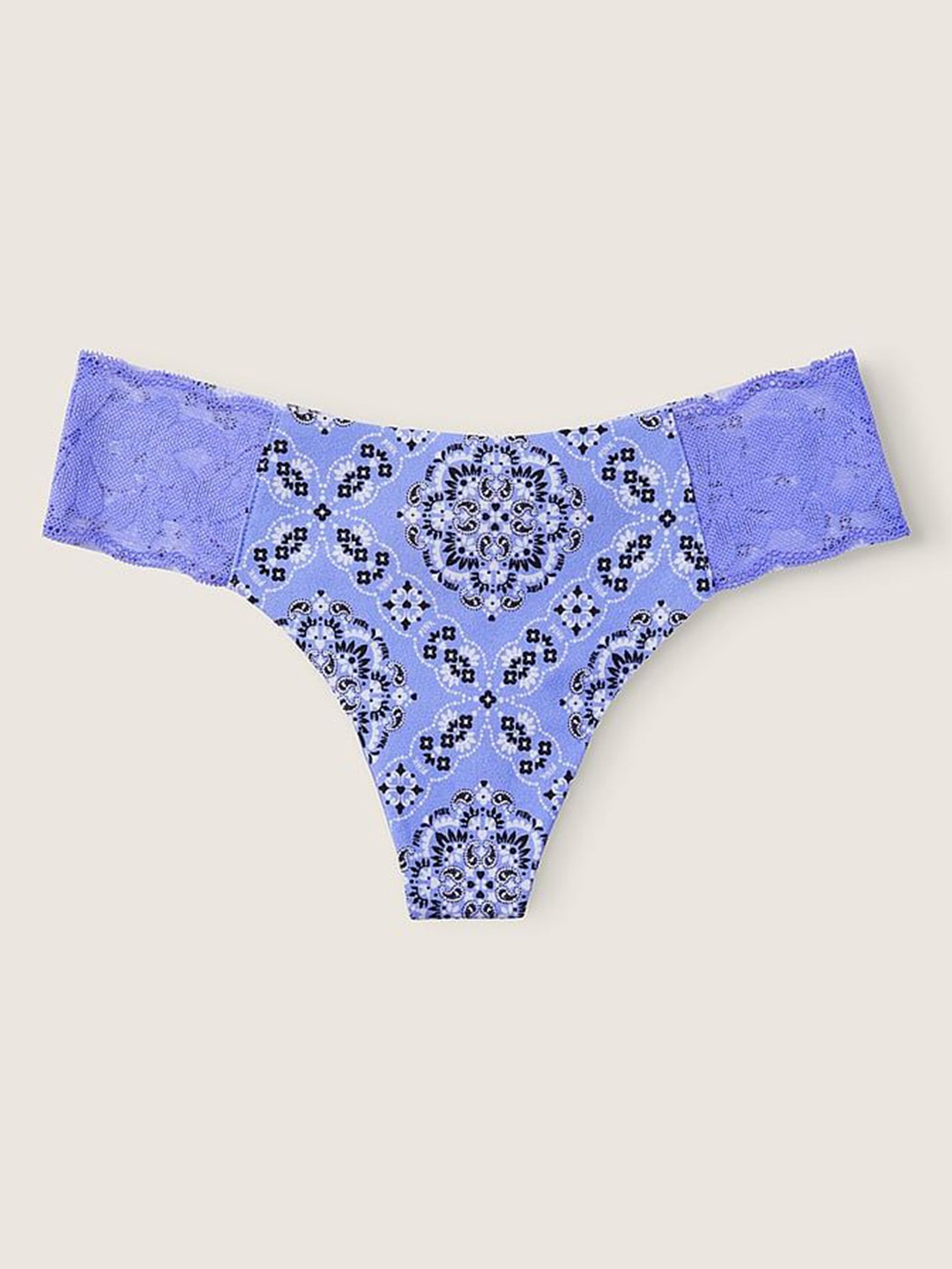 

Victoria's Secret PINK Printed No-Show Thong Brief 111991785OJI, Blue