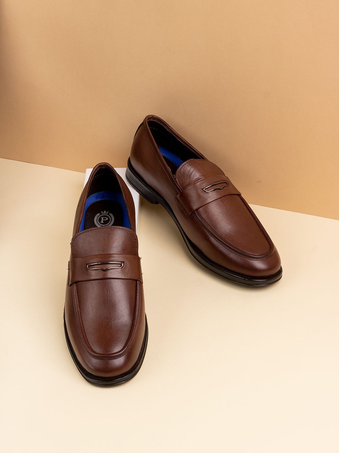 

ATESBER by Inc.5 Men Leather Formal Loafers, Brown