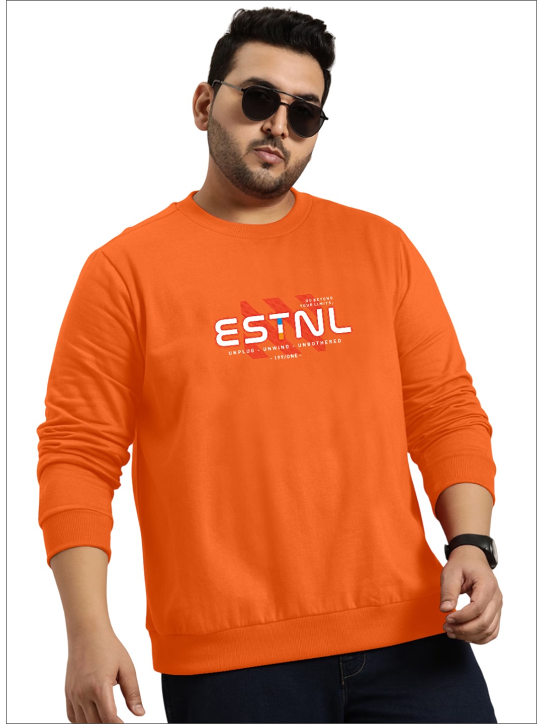 

TAB91 Men Printed Sweatshirt, Orange