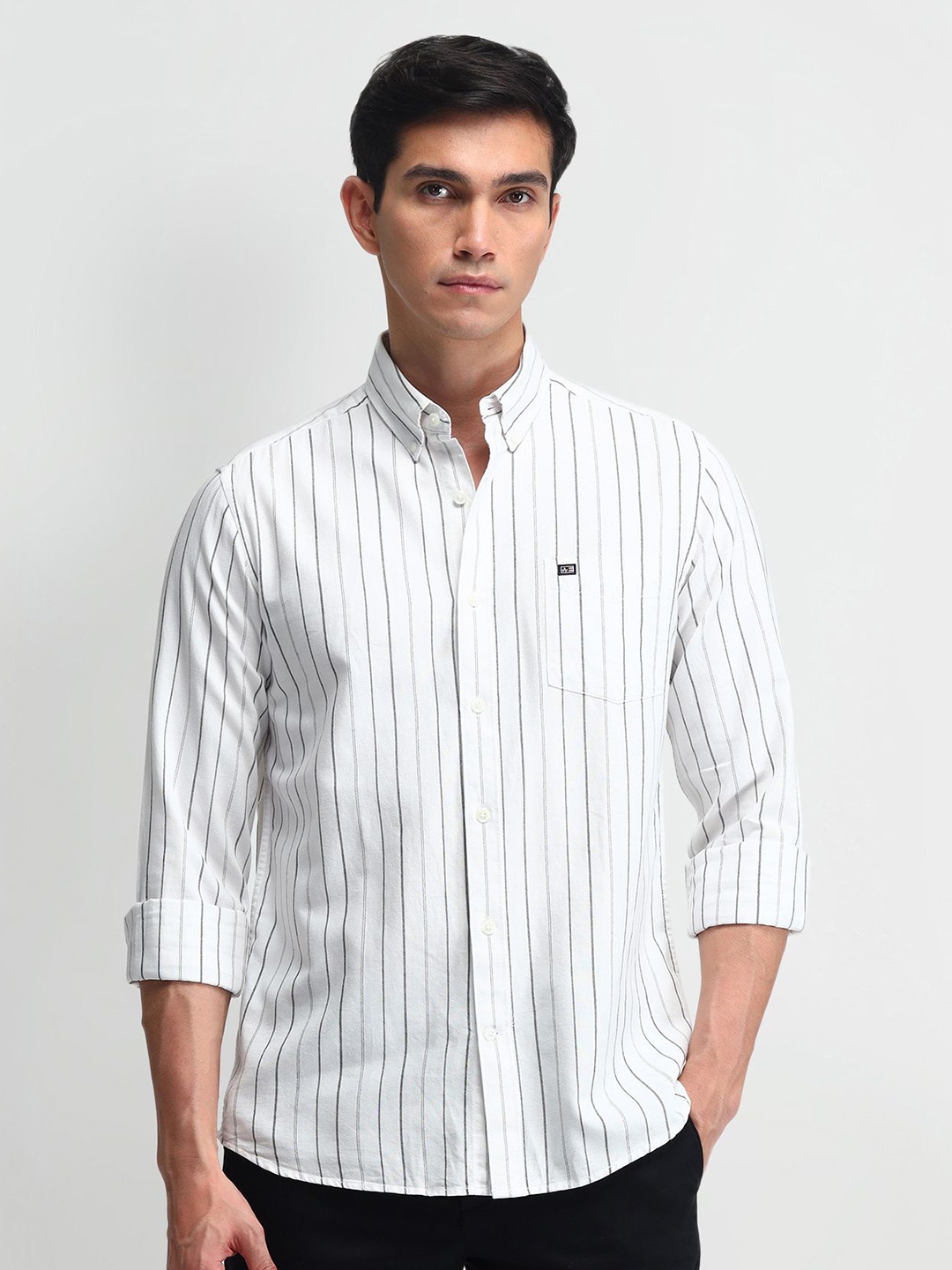 

Arrow Sport Men Smart Slim Fit Opaque Striped Casual Shirt, White