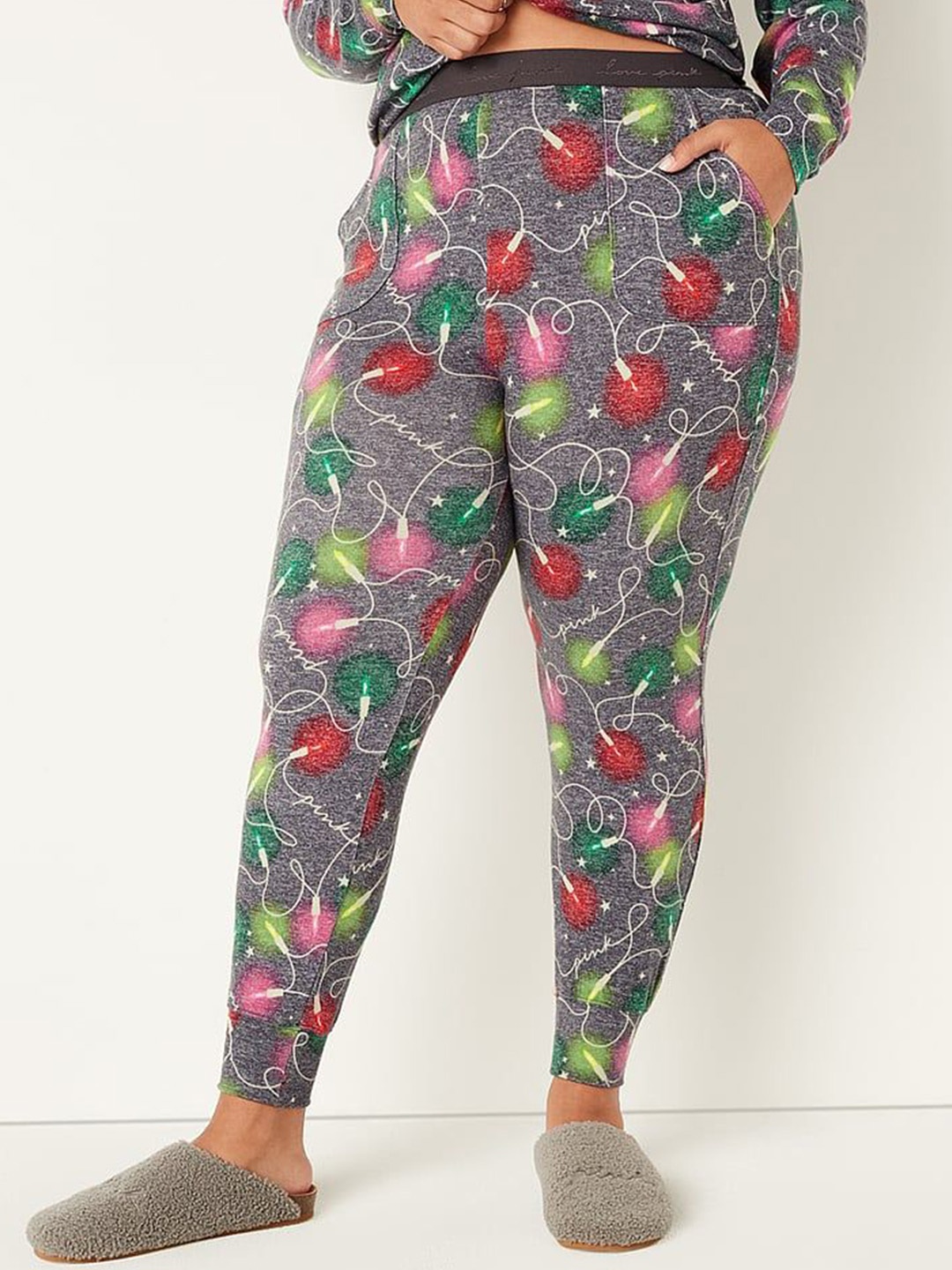 

Victoria's Secret Printed Mid-Rise Lounge Pants, Grey