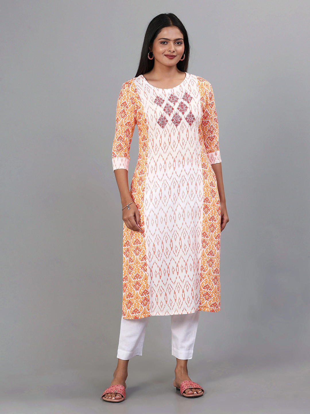 

Vismay Printed Straight Kurtas, White