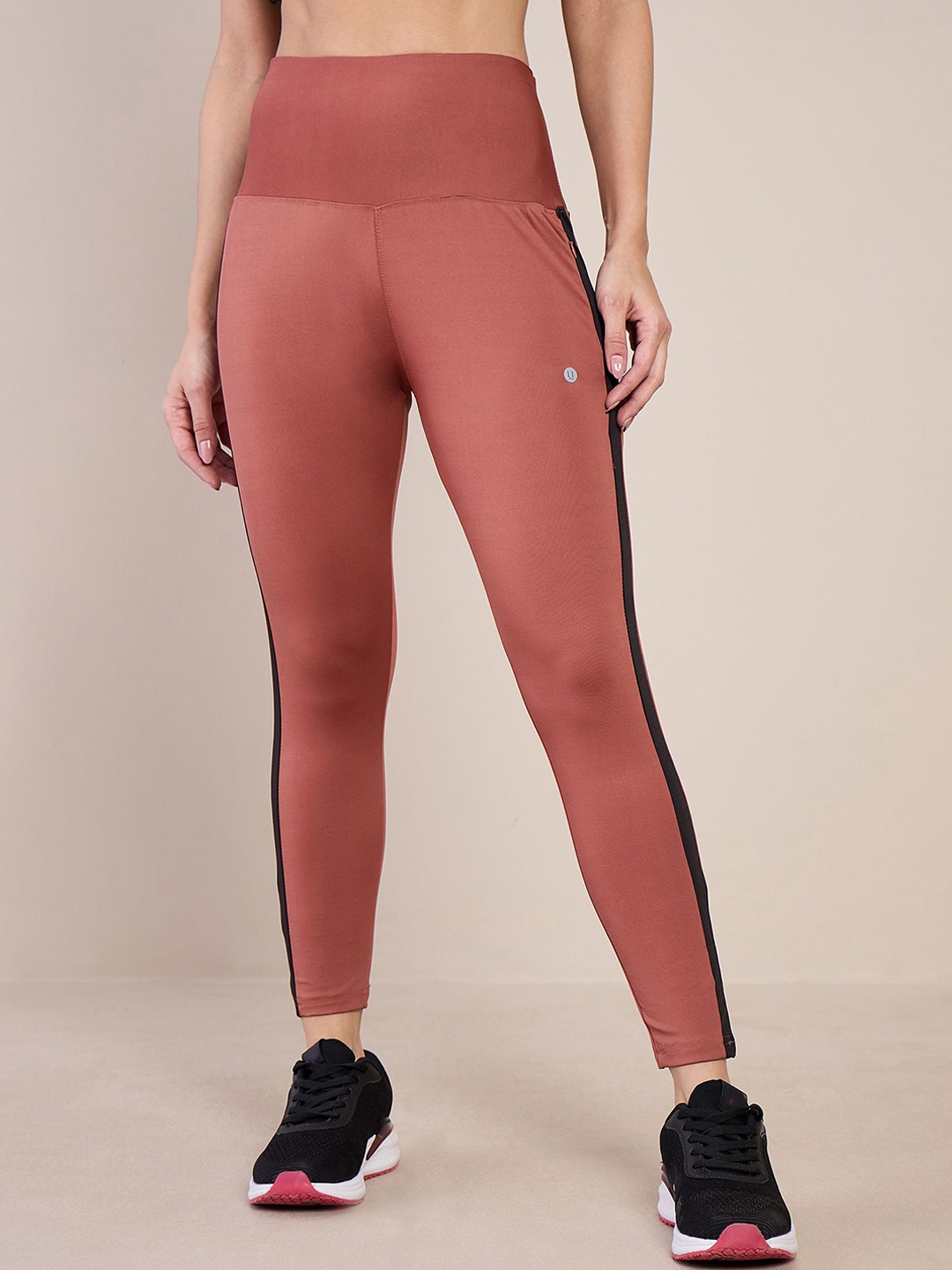 

July Women Slim-Fit High Rise Gym Tights, Rust