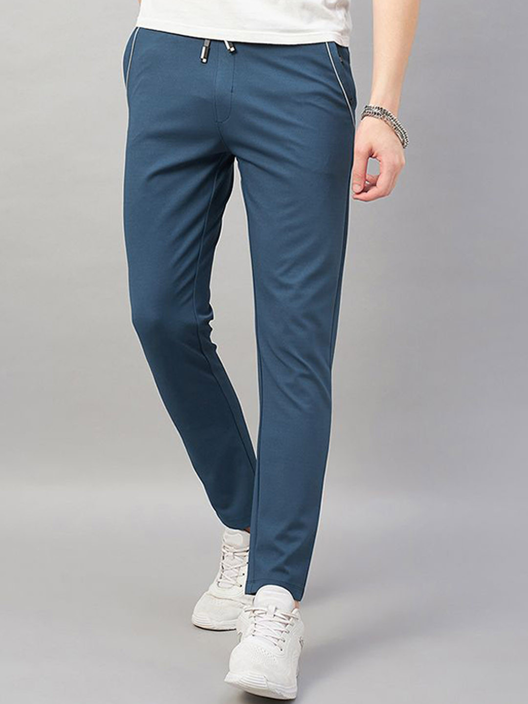 

Promount Men Cotton Mid Rise Track Pants, Blue