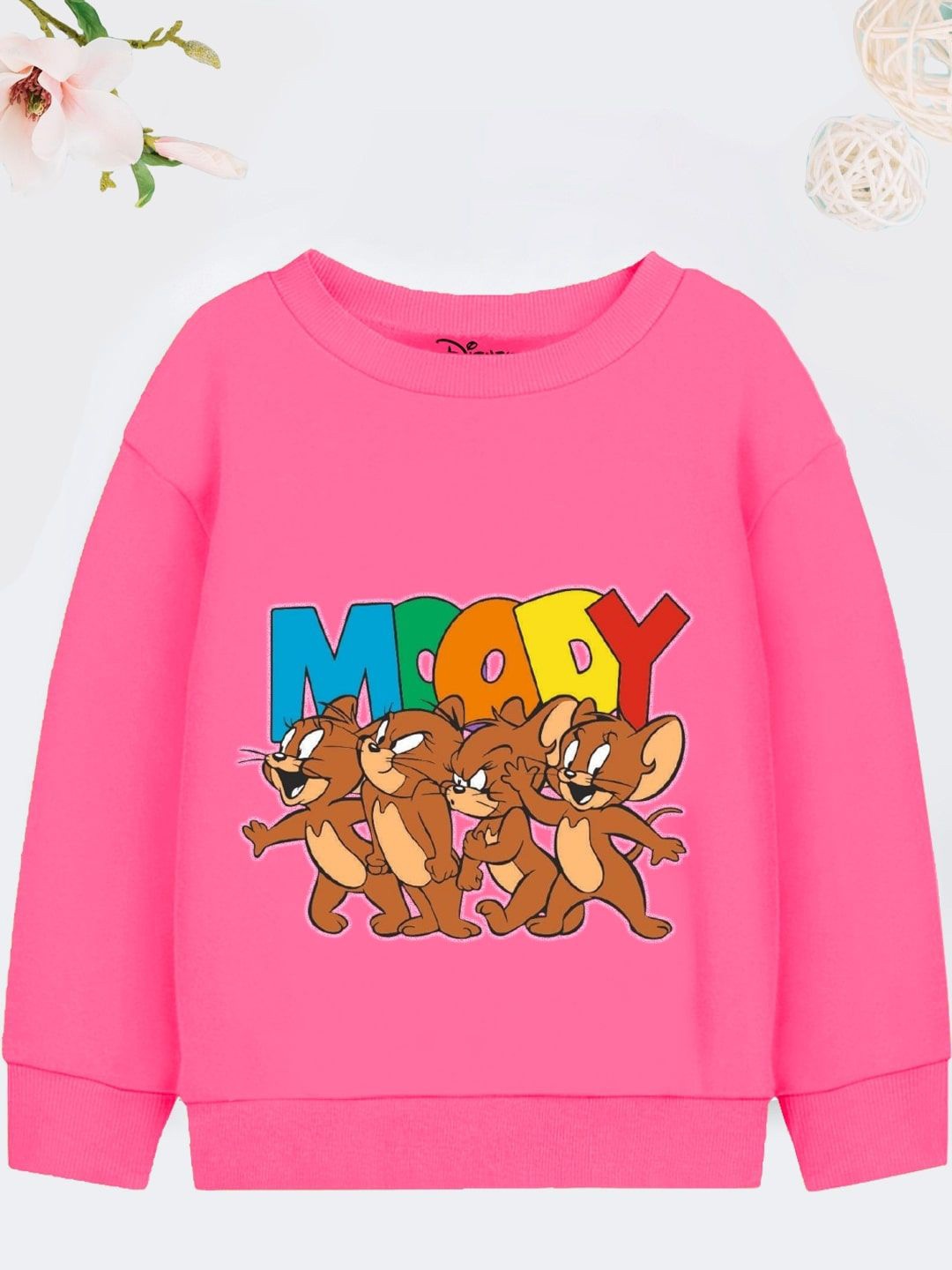 

YK Disney Girls Graphic Printed Long Sleeves Sweatshirt, Pink