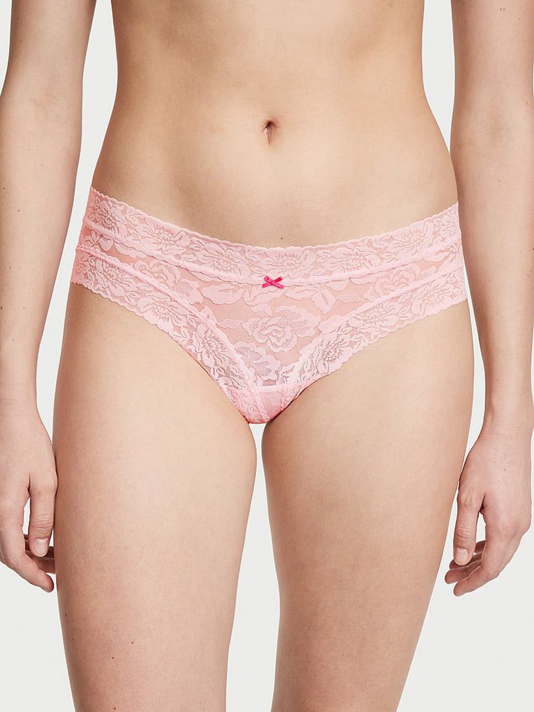 

Victoria's Secret The Lacie Lace Low-Rise Seamless Basic Briefs 112358623MQ4, Peach