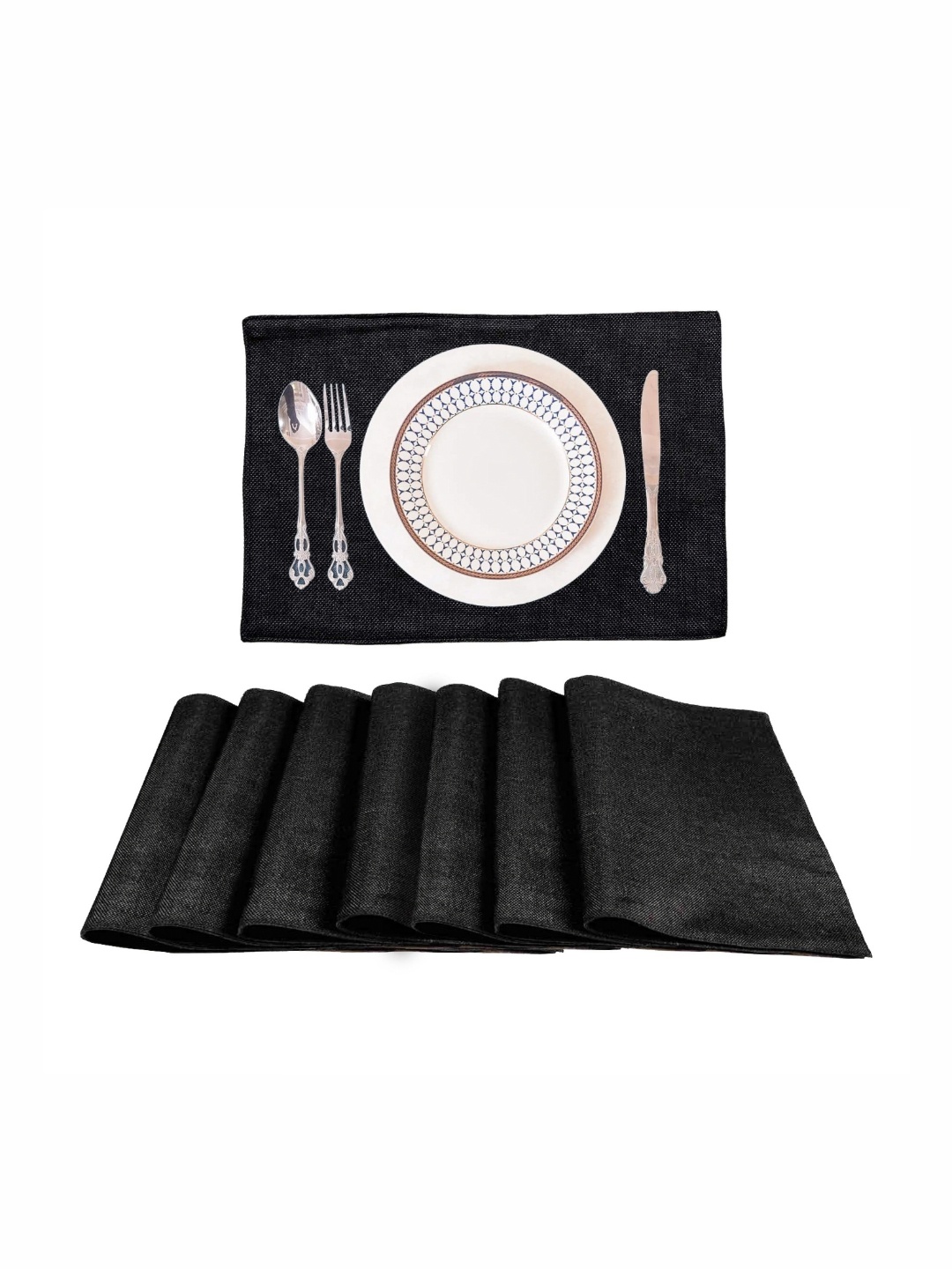 

Lushomes Black 8 Pieces Jute Table Placemats