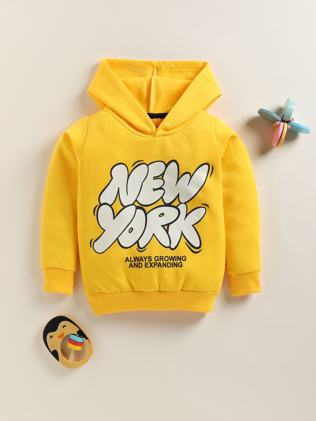 

YK Boys Graphic Printed Hooded Sweatshirt, Yellow