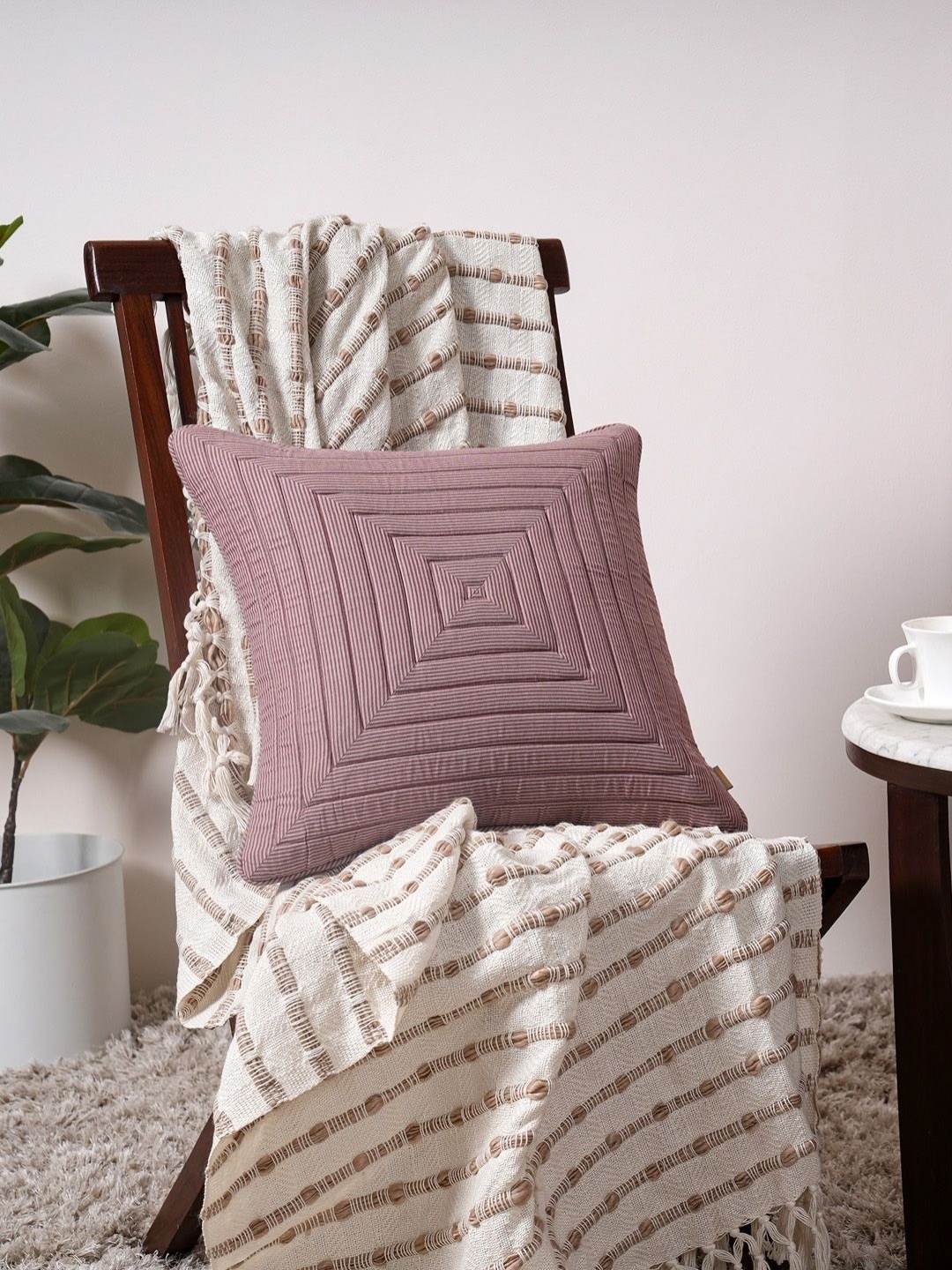 

MASPAR Pin Stripe Red Textured Cotton Square Cushion Cover