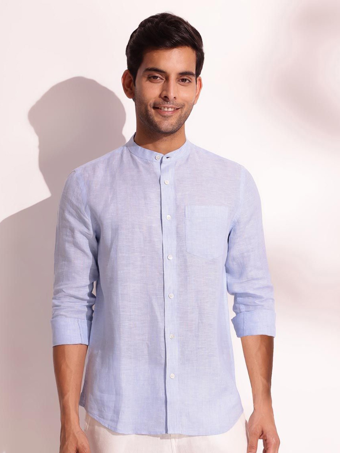 

Fabindia Men Slim Fit Opaque Casual Shirt, Blue