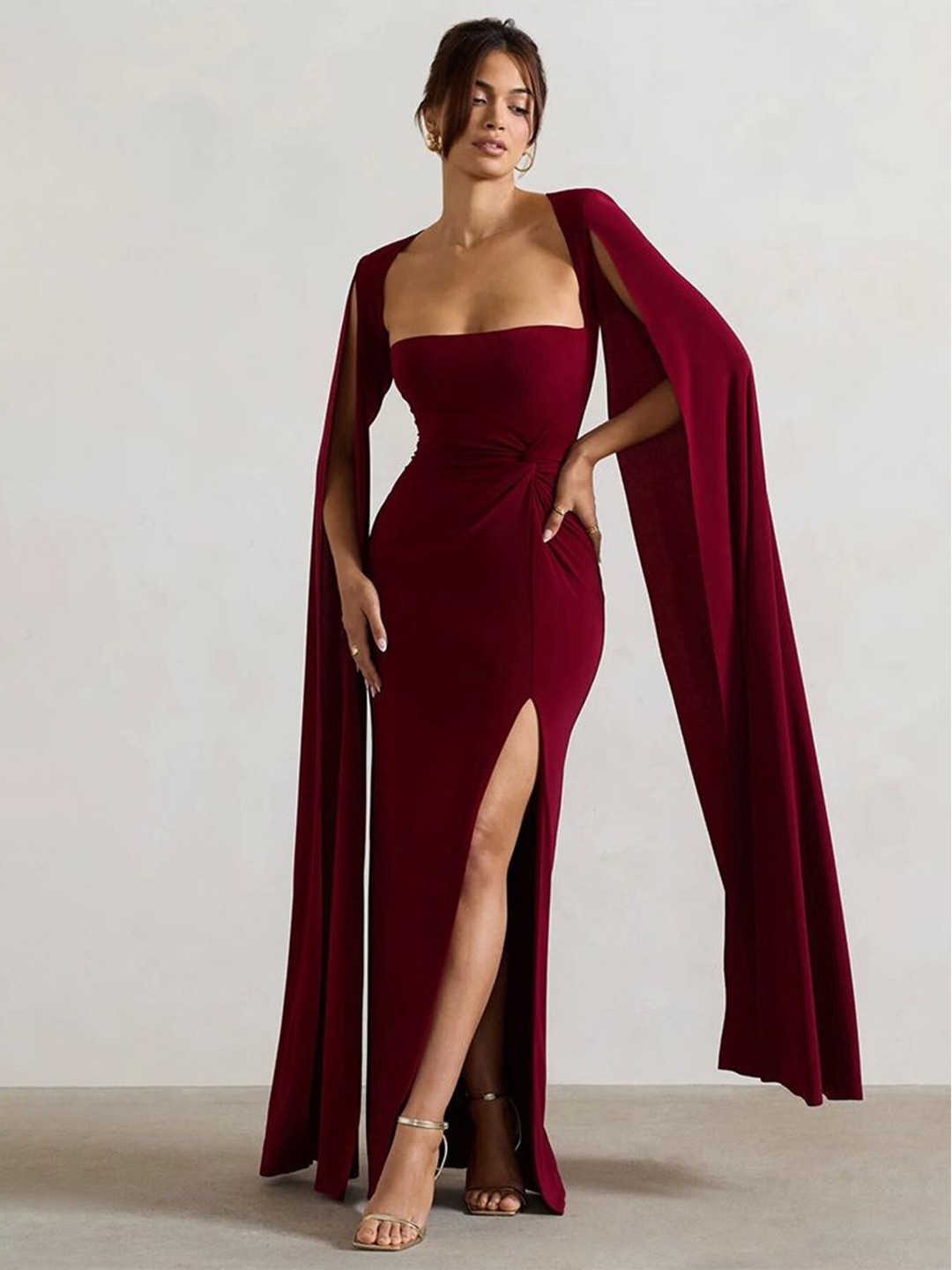 

LULU & SKY Women Square Neck Maxi Dress, Red