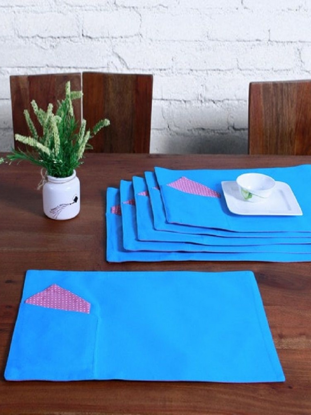 

Lushomes Purple & Blue 12 Pieces Cotton Table Placemats