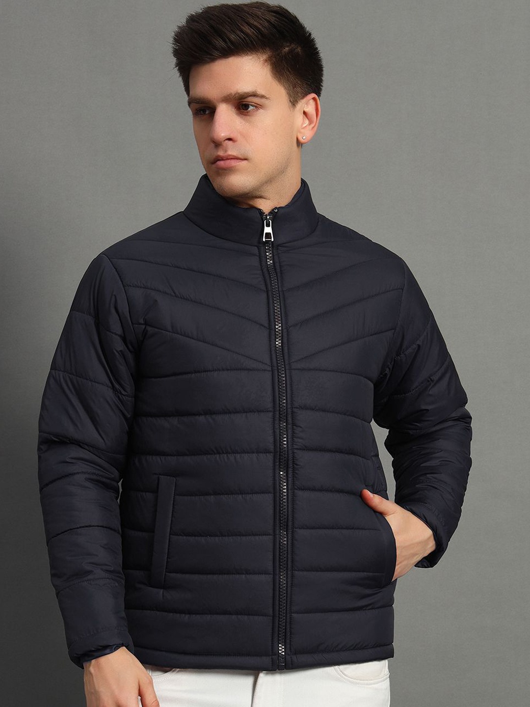 

GET GOLF Men Polyester Lightweight Quilted Jacket, Navy blue