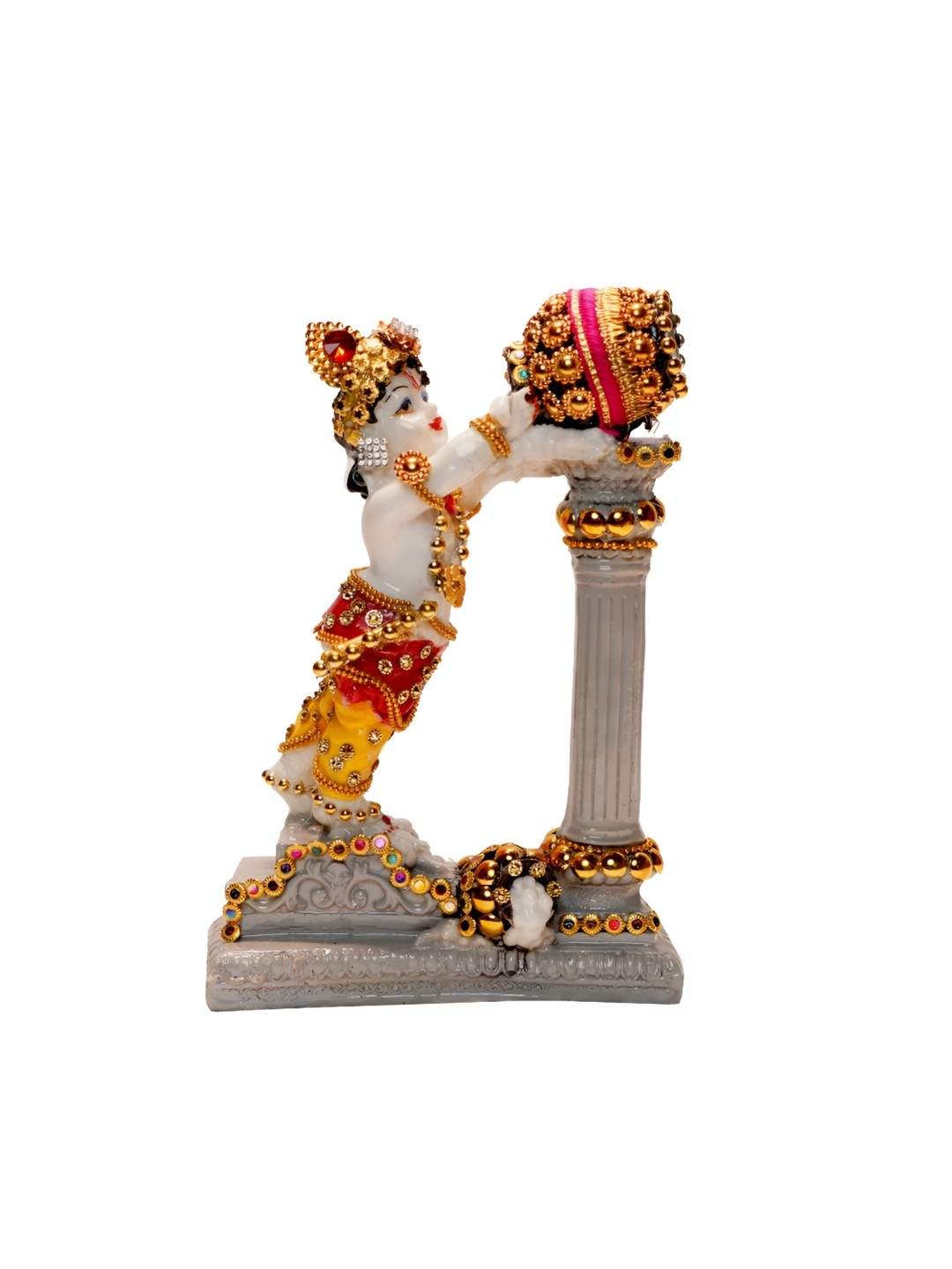 

NAYRA HANDICRAFTS White Little Standing Lord Krishna Makhan Chor Religious Idol Showpiece