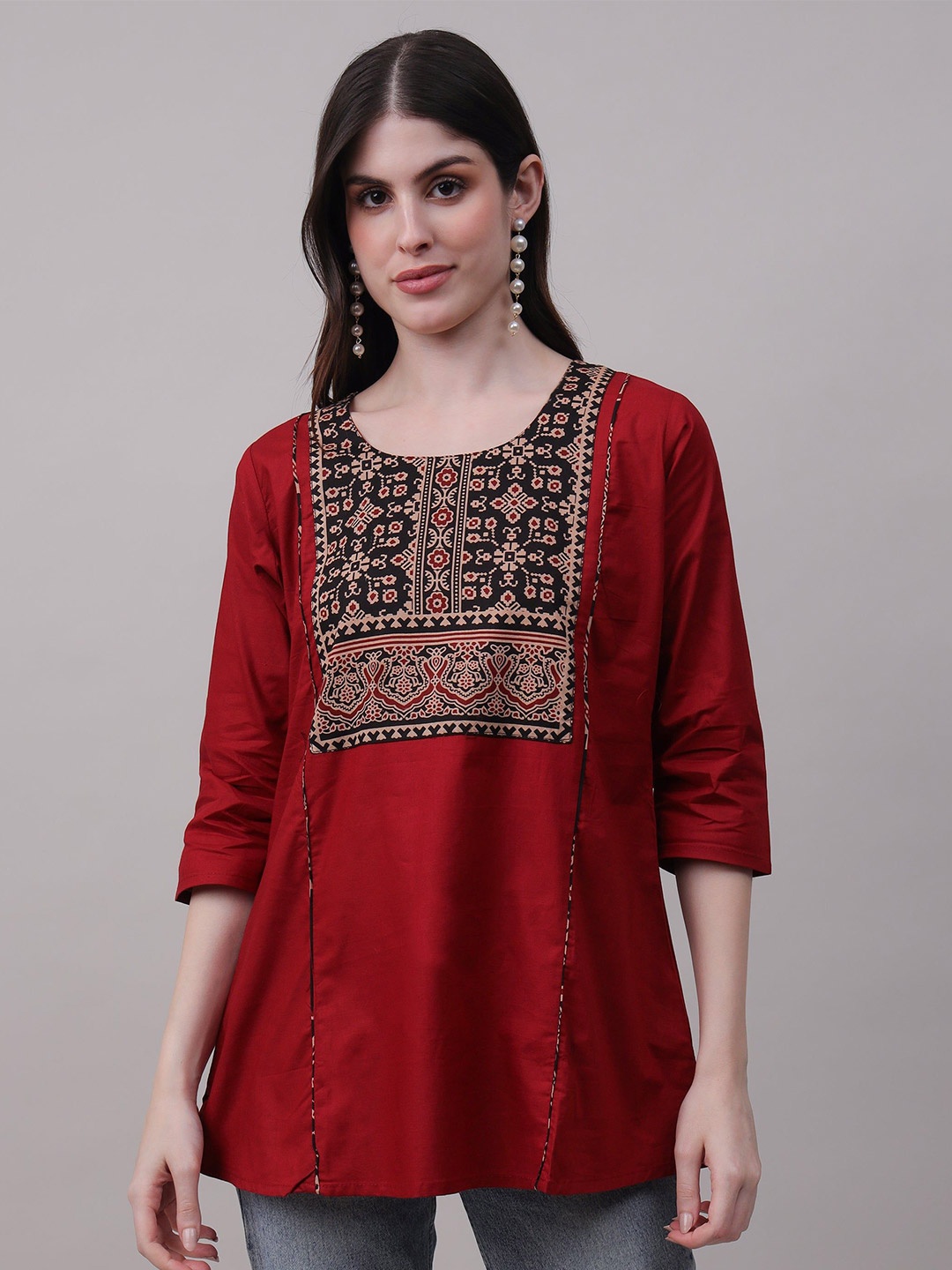 

STUNICS Modal Printed Tunic, Maroon