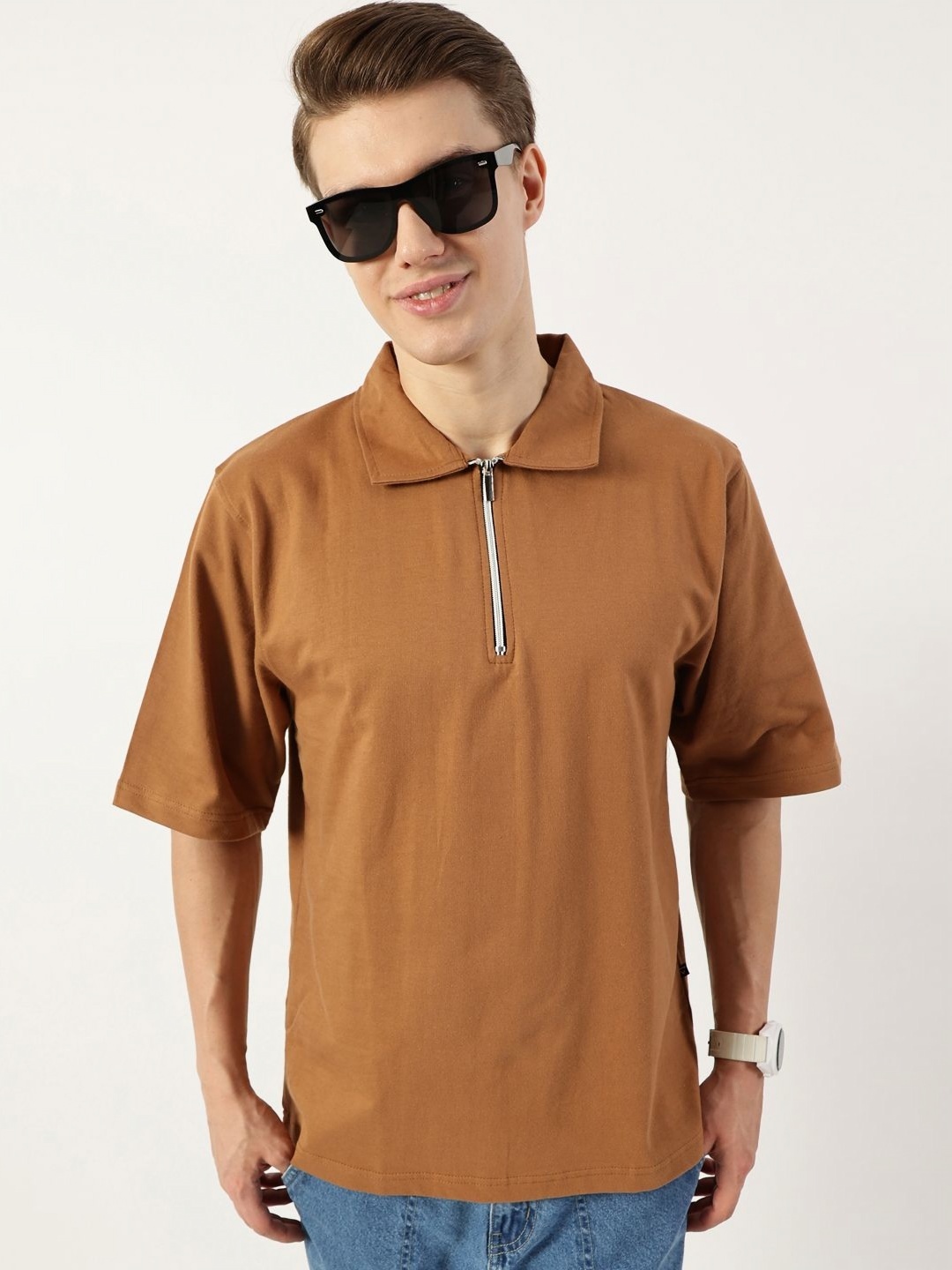 

Thomas Scott Men Polo Collar Bio Finish T-shirt, Brown
