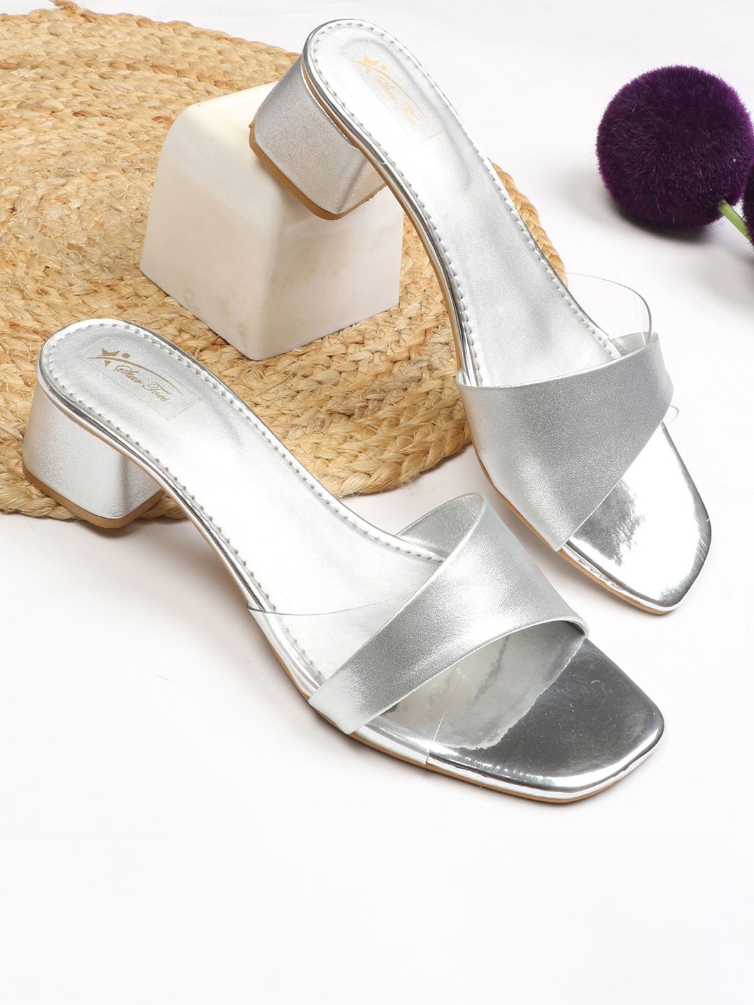 

STARTOES Women Block Heels Sandals, Silver