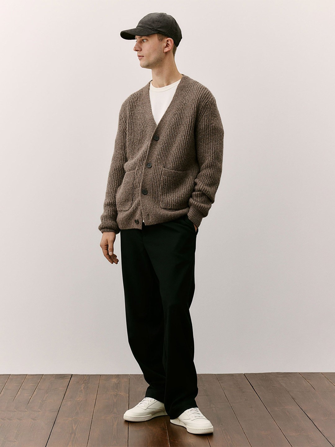 

H&M Regular Fit Rib-Knit Cardigan, Brown