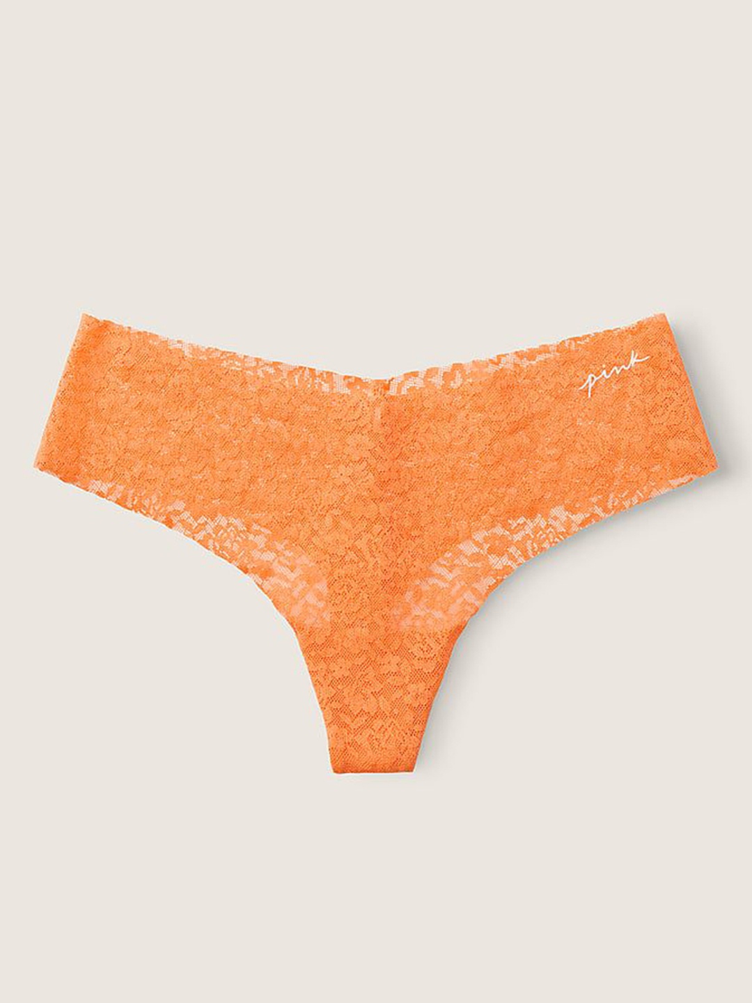 

Victoria's Secret PINK No-Show Soft Lace Thong Panty 112073985I0I, Orange