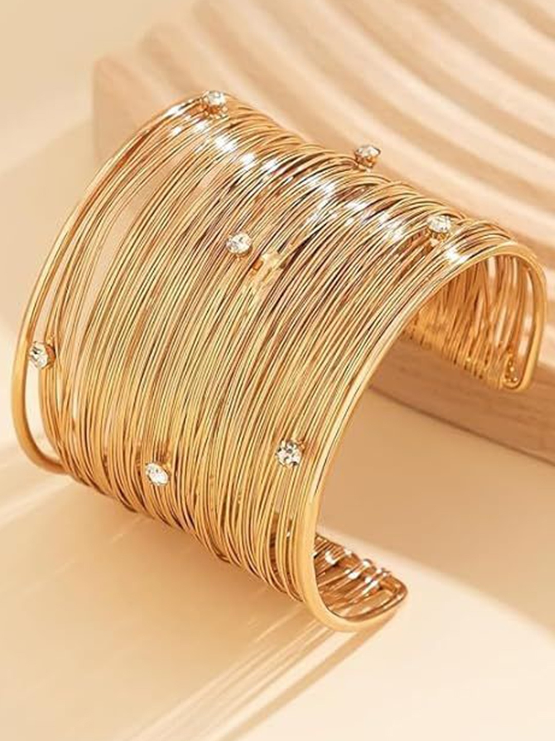 

MEENAZ Women American Diamond Antique Gold-Plated Kada Bracelet