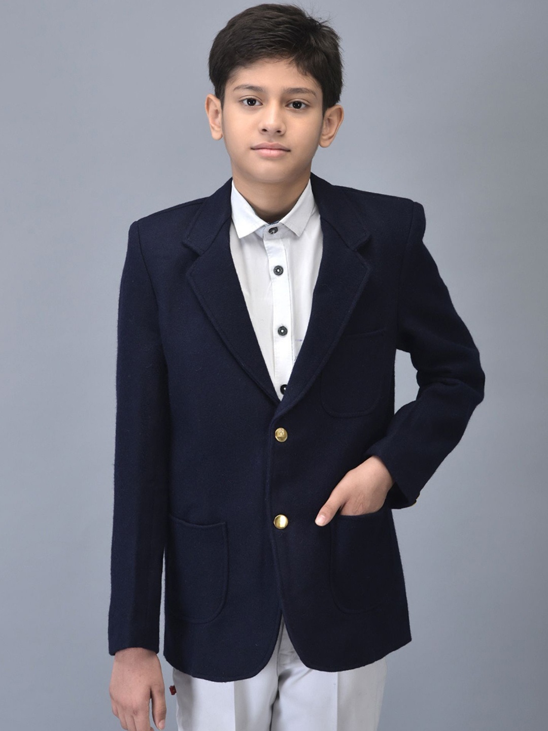 

Noty Kids Woolen Winter Blazer, Navy blue