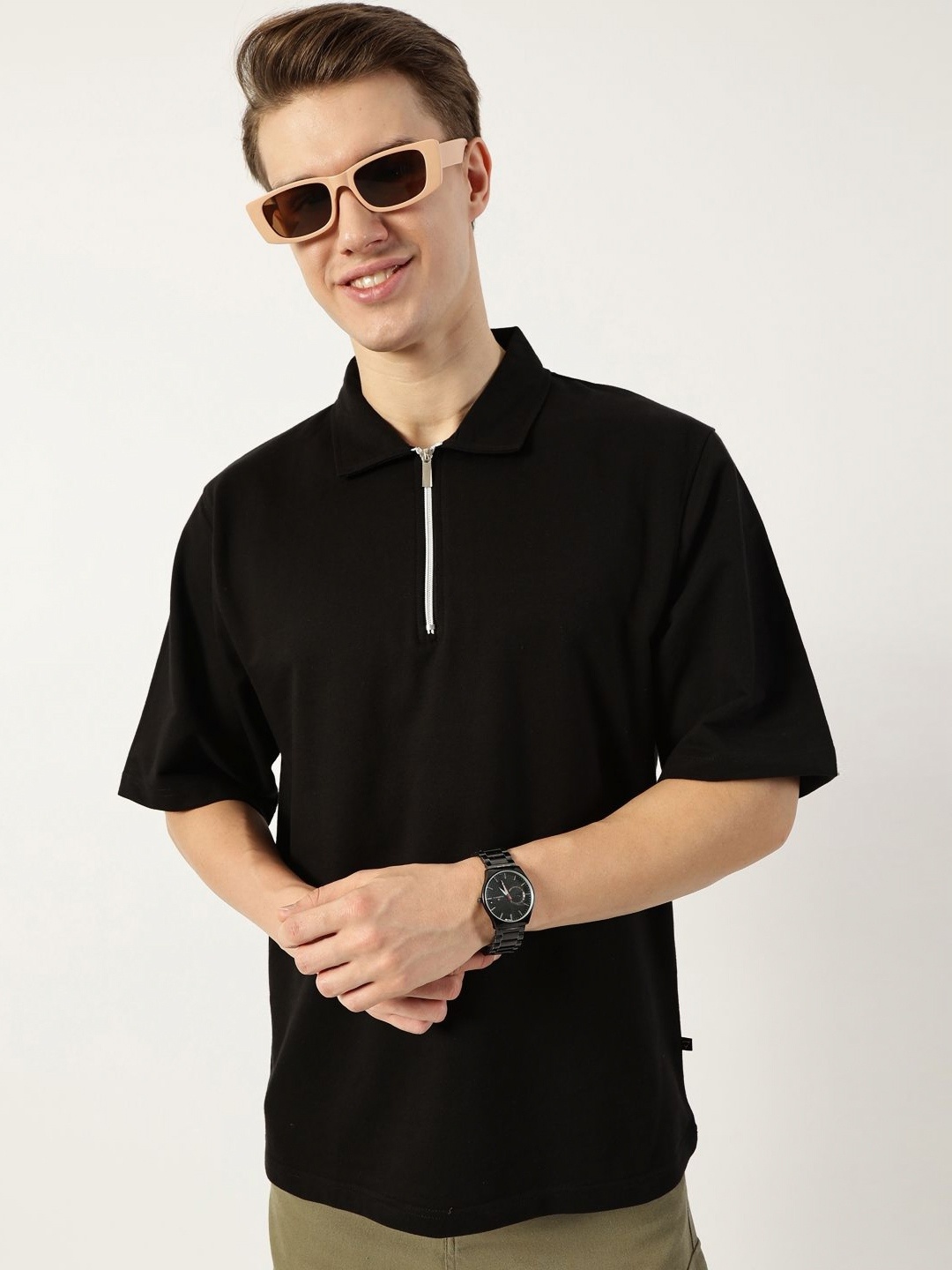 

Thomas Scott Men Polo Collar Bio Finish T-shirt, Black