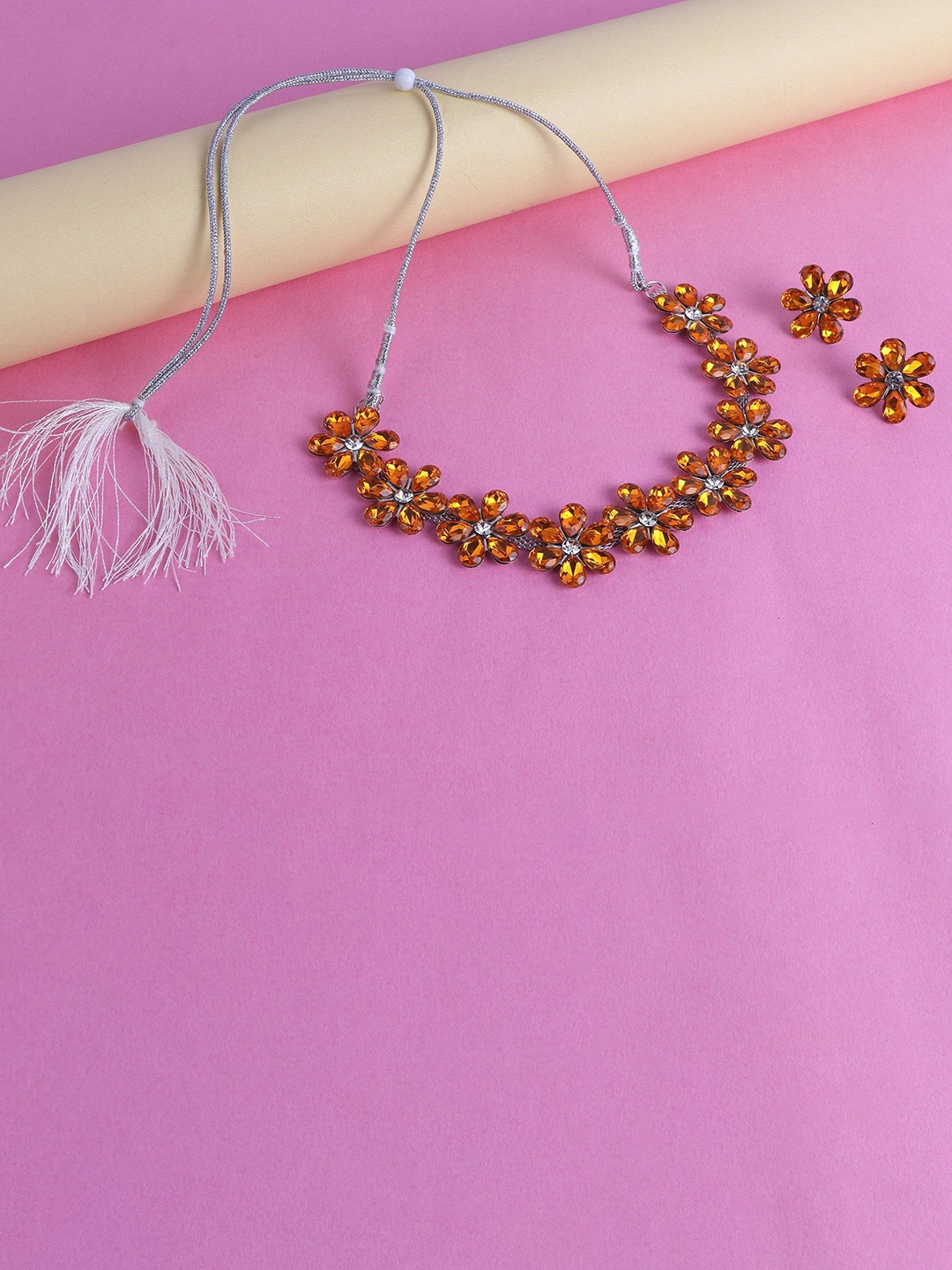 

Keviv Silver-Plated Stone-Studded Jewellery Set