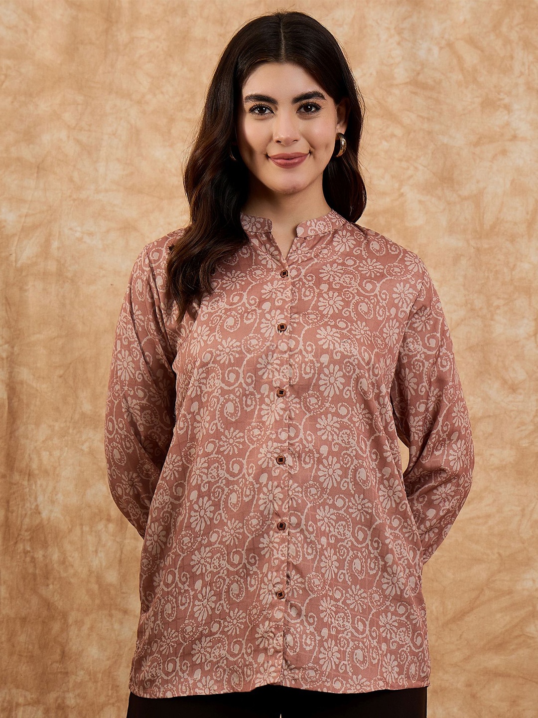 

Anouk Women Cotton Floral Printed Tunics, Camel brown