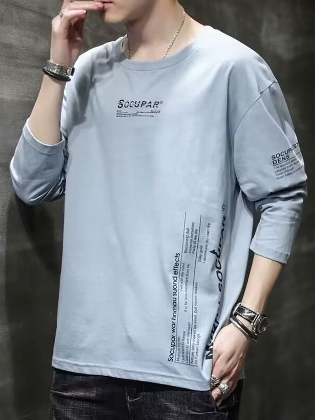 

StyleCast x Revolte Men Typography Printed Round Neck Relaxed Fit T-shirt, Blue