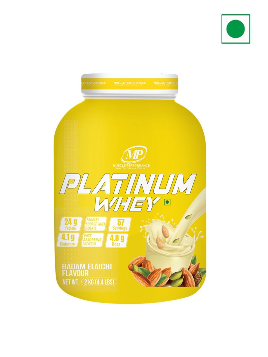 

Muscle Performance Platinum Whey Protein -2 kg- Badam Elaichi Flavor, White