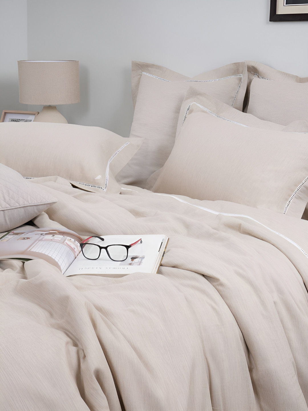 

MASPAR Light Beige Pure Cotton Double Queen Duvet Cover With Pillow Case