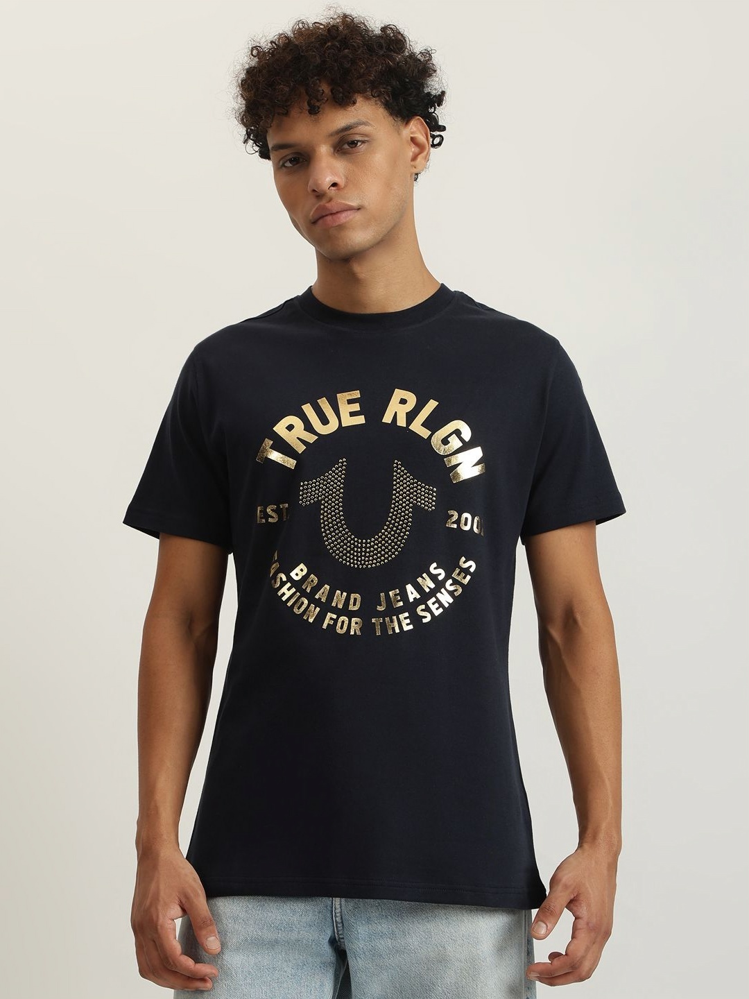 

True Religion Men Typography Printed T-shirt, Navy blue