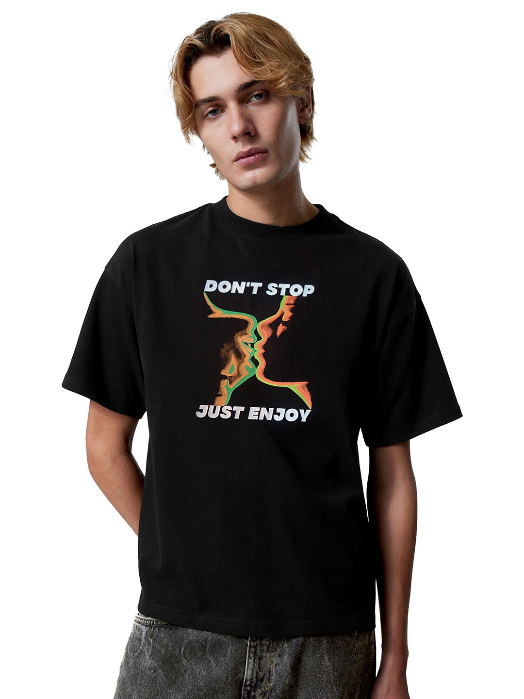 

SONIBROS Men Printed T-shirt, Black