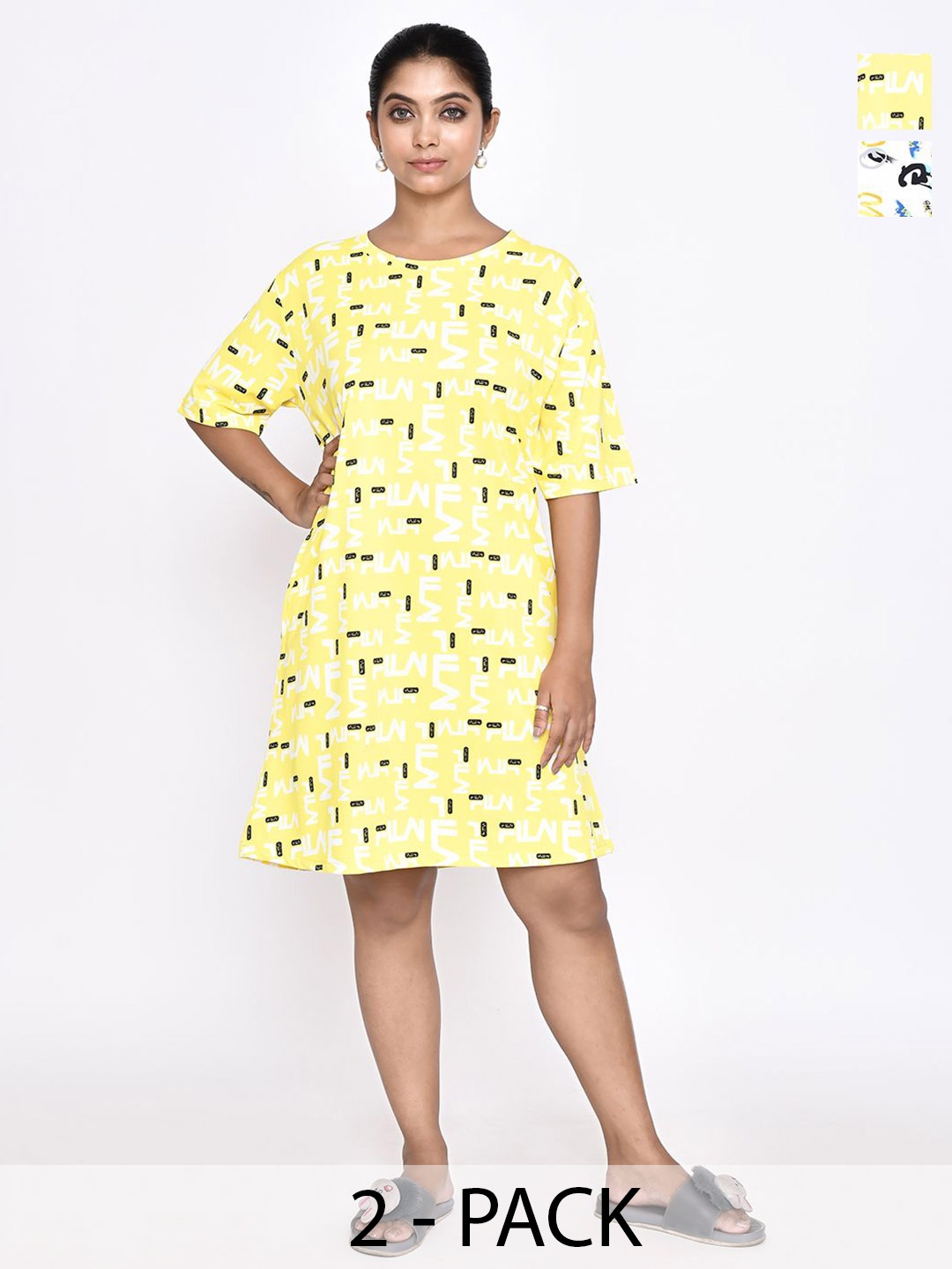 

RAPL Printed Nightdress, Yellow