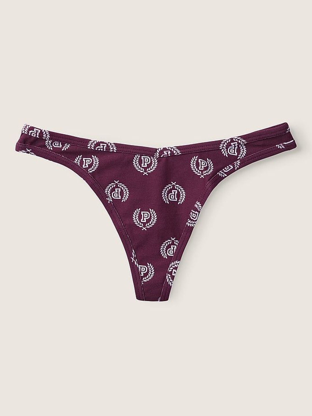 

Victoria's Secret PINK Printed Low-Rise Seamless Thong Briefs 111530365OIY, Burgundy