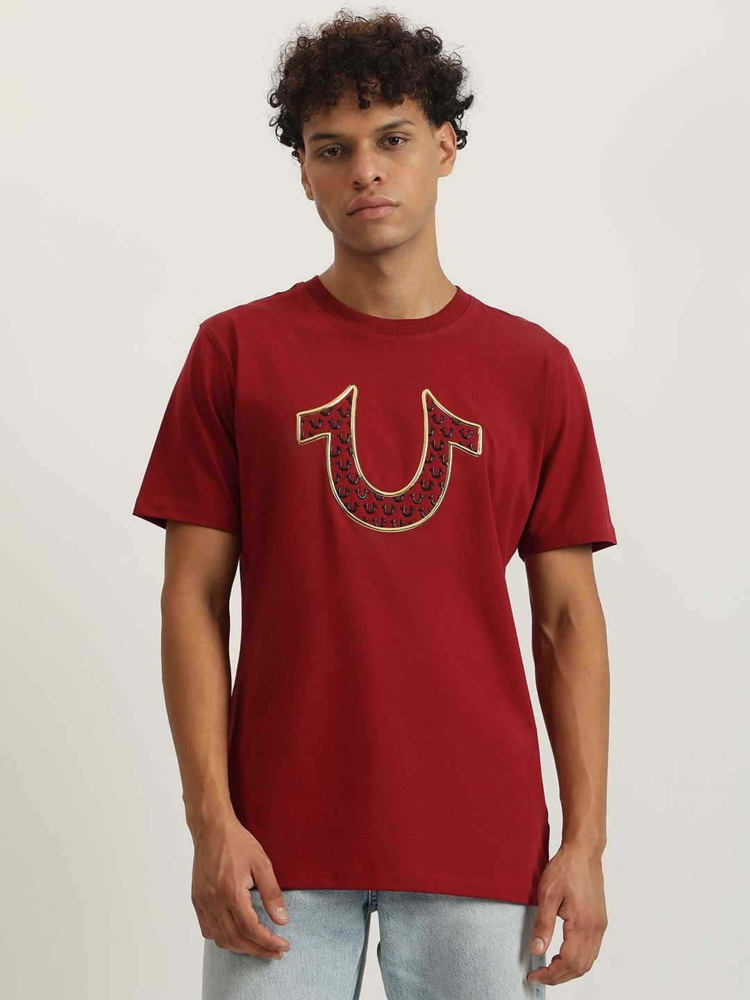 

True Religion Men Brand Logo Printed Pockets T-shirt, Red