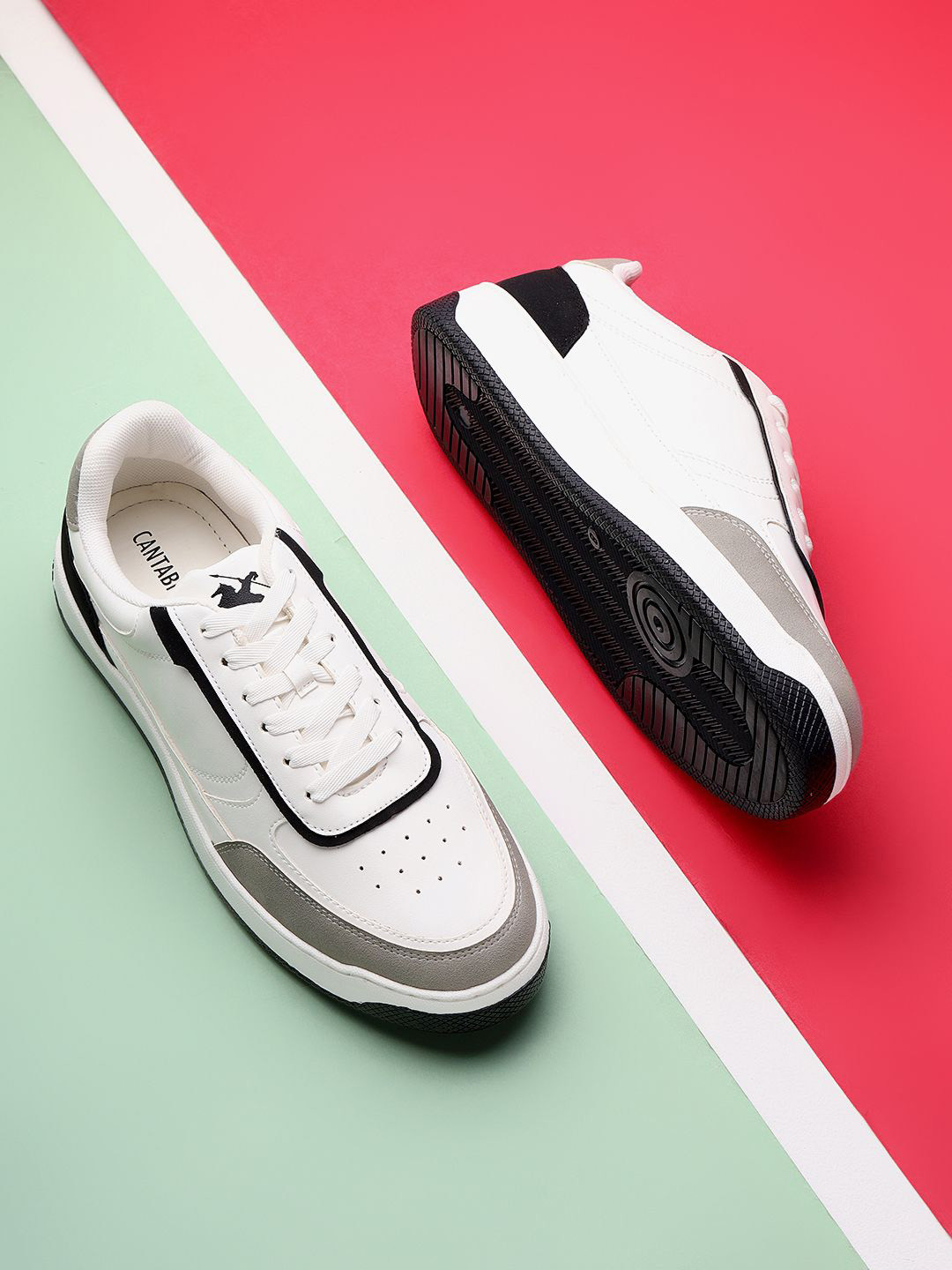 

Cantabil Men Colourblocked PU Sneakers, White