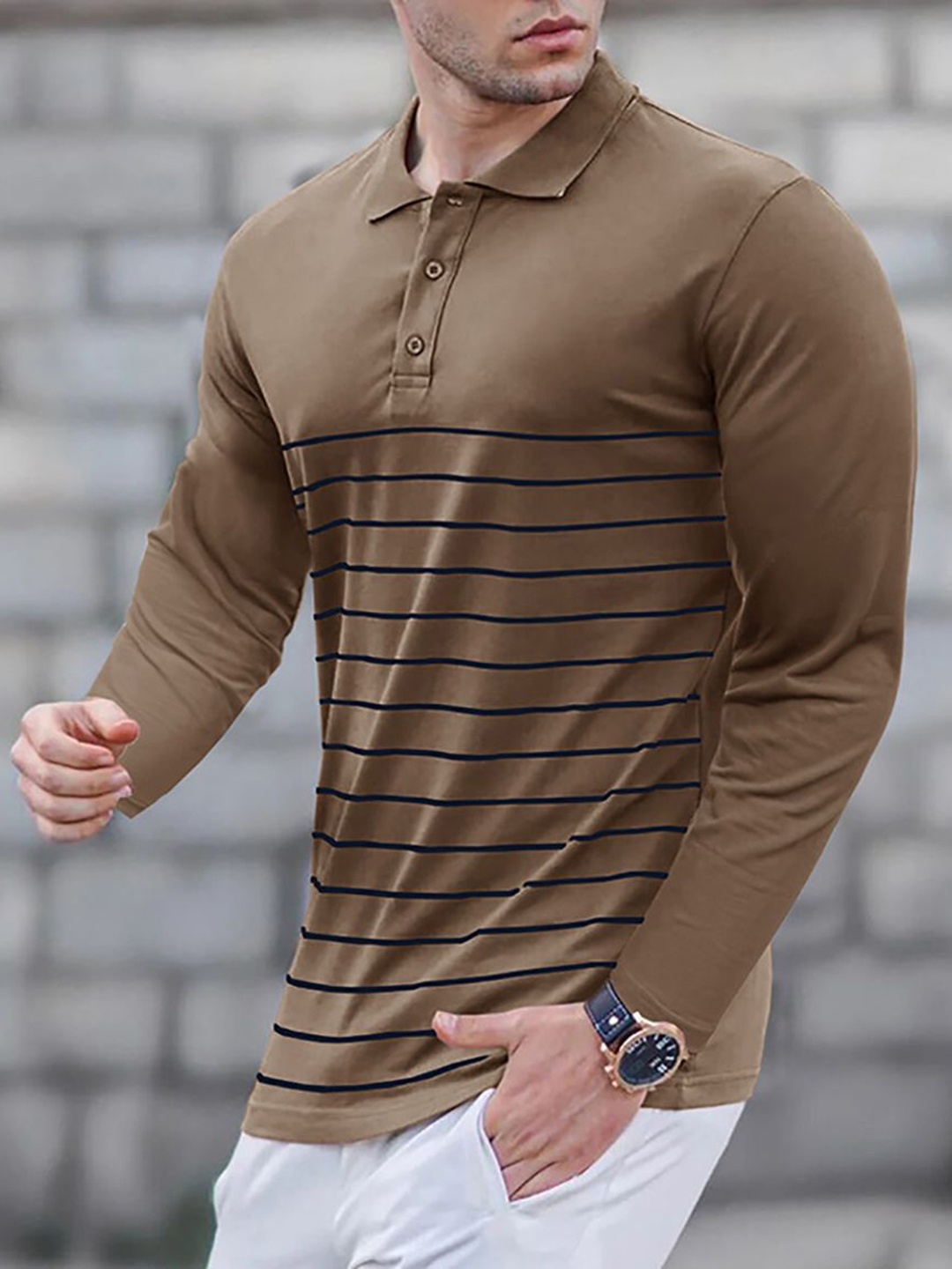 

StyleCast x Revolte Men Polo Collar T-shirt, Khaki