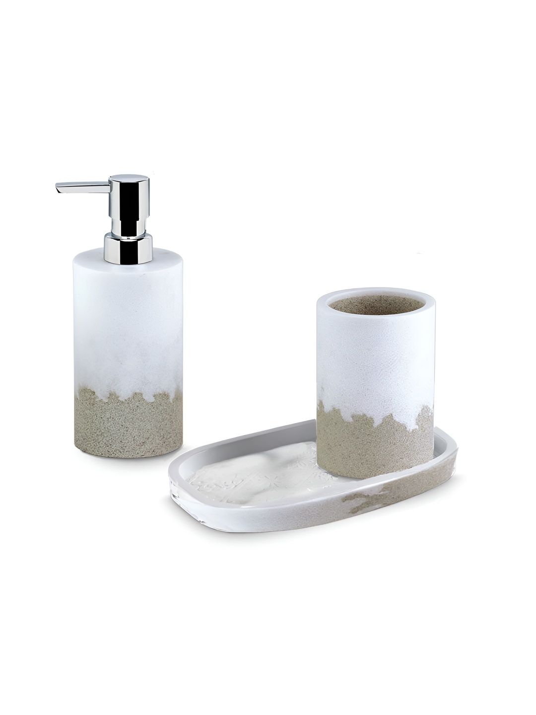 

Freelance White & Brown 3 piece Solid Polyresin Bath Accessories Set