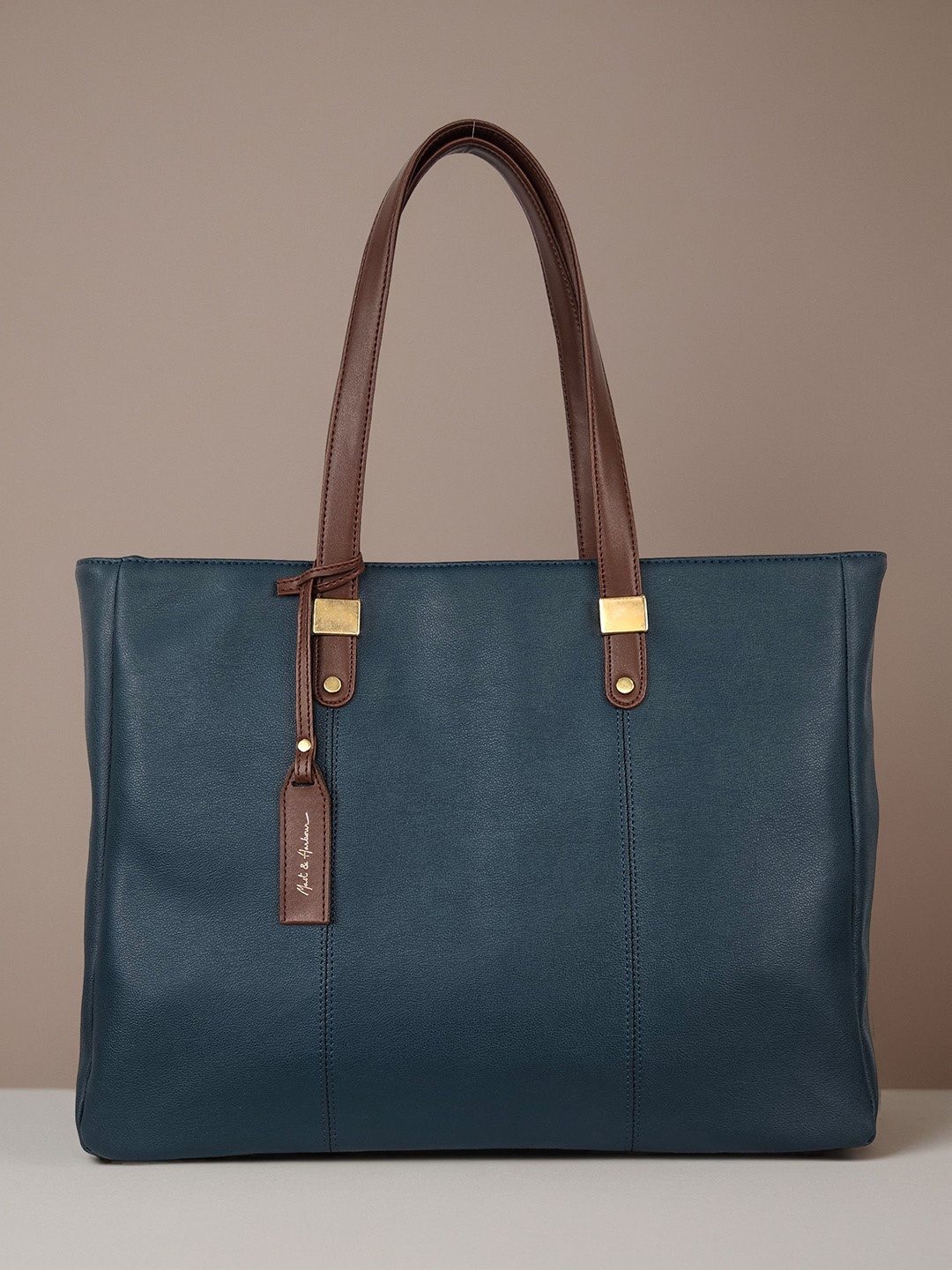 

Mast & Harbour PU Structured Shoulder Bag with Cut Work, Blue