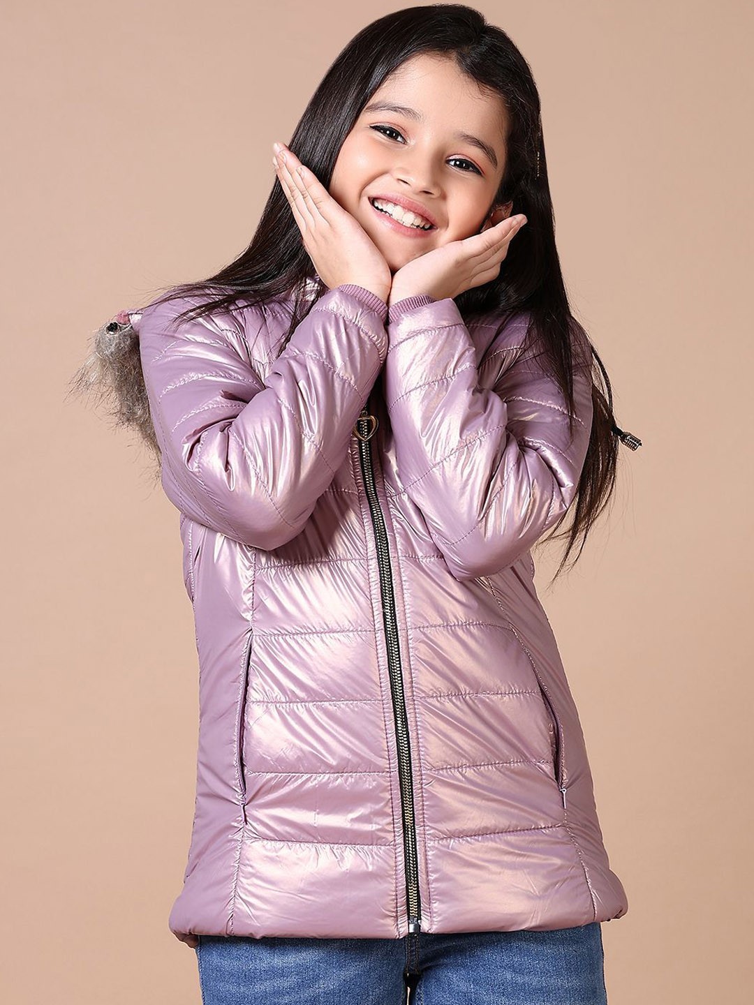 

V-Mart Girls Quilted Jacket, Purple