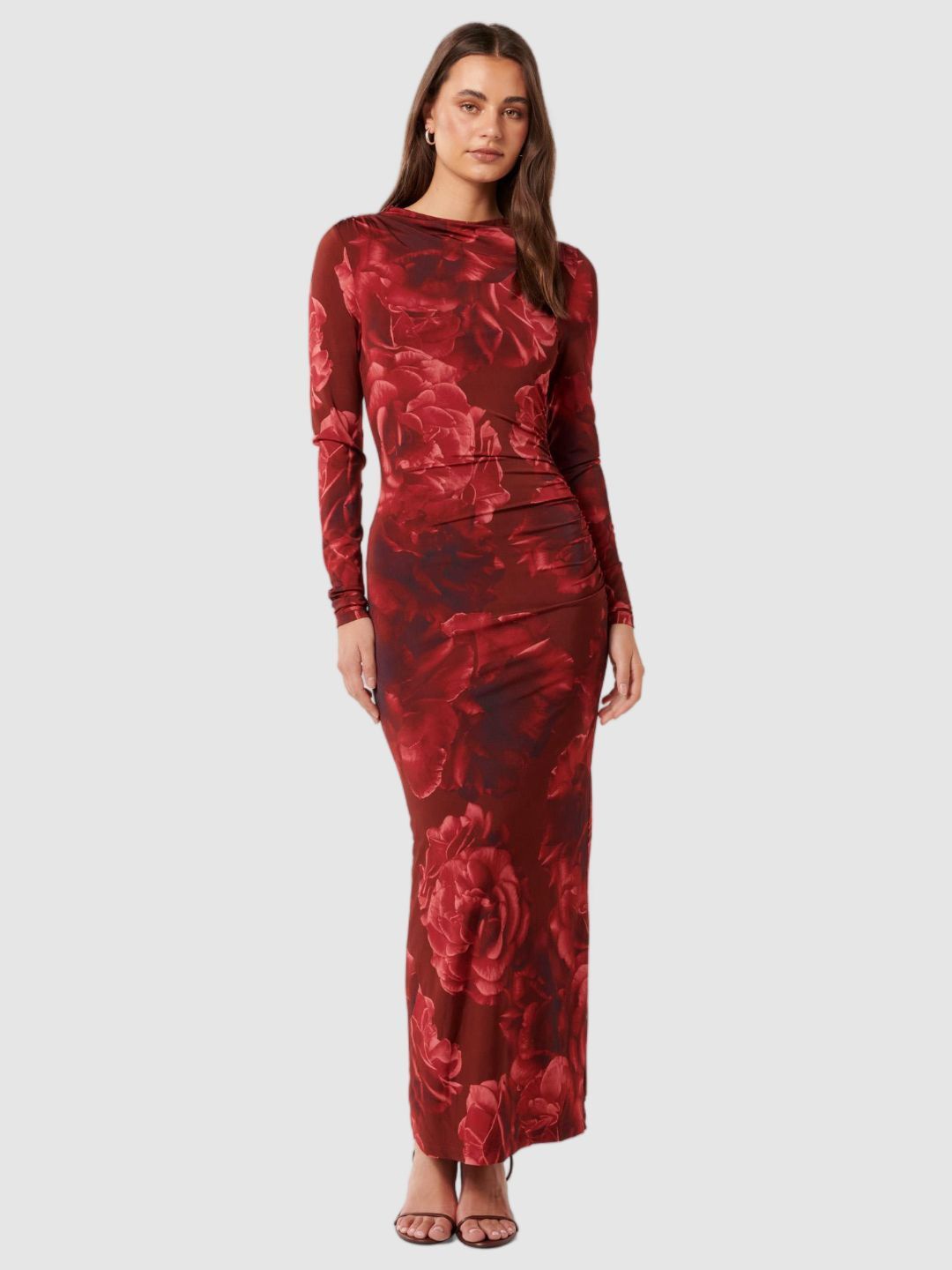

Forever New Floral Print A-Line Midi Dress, Red