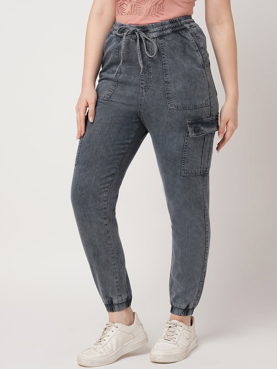 

Kraus Jeans Women Loose Fit High-Rise Joggers Trousers, Grey