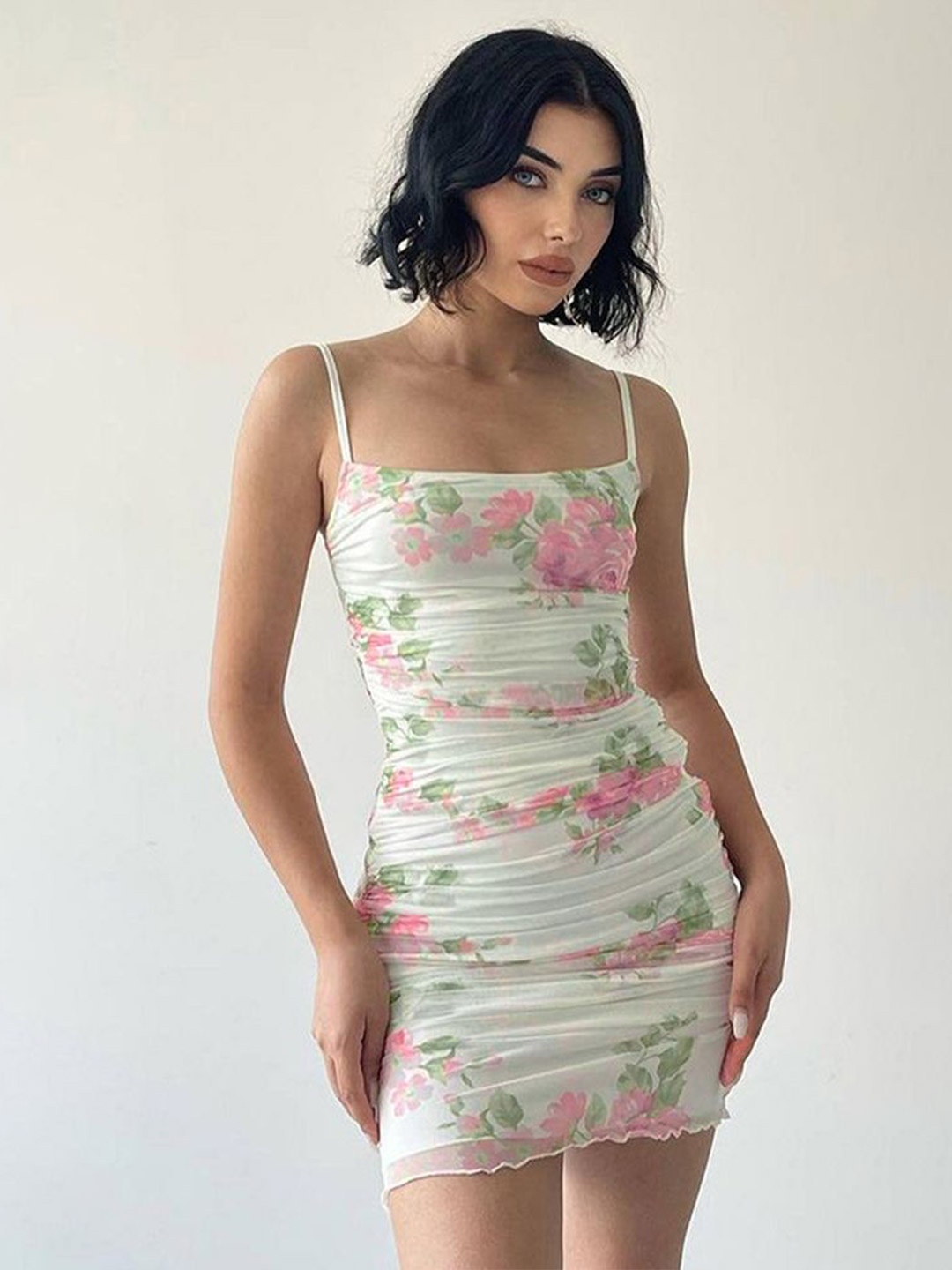 

LULU & SKY Women Floral Print Bodycon Mini Dress, White