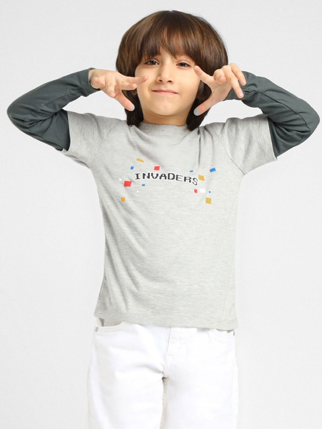 

Somersault Boys Printed Extended Sleeves T-shirt, Grey