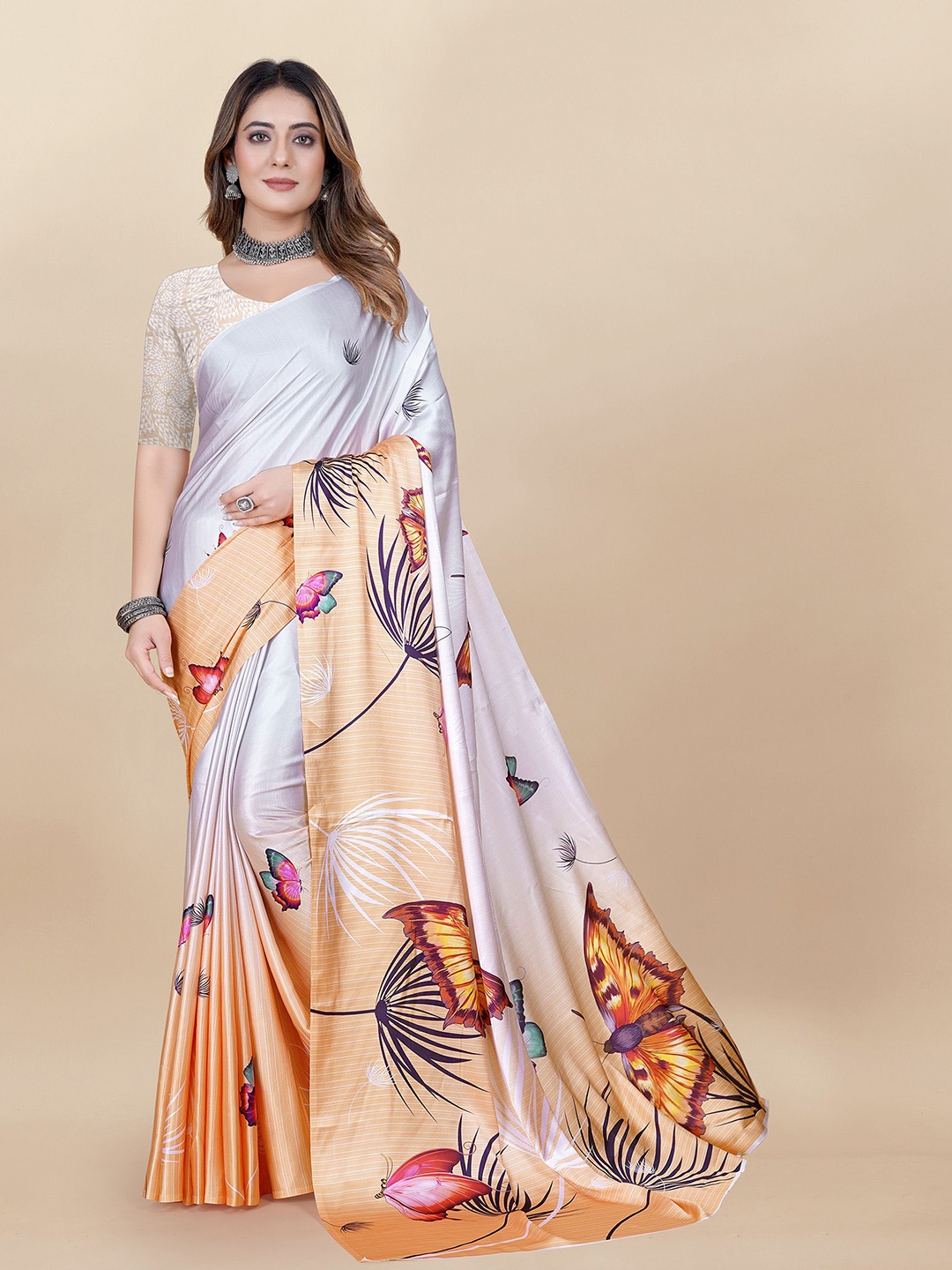 

Anouk Floral Printed Saree, Grey