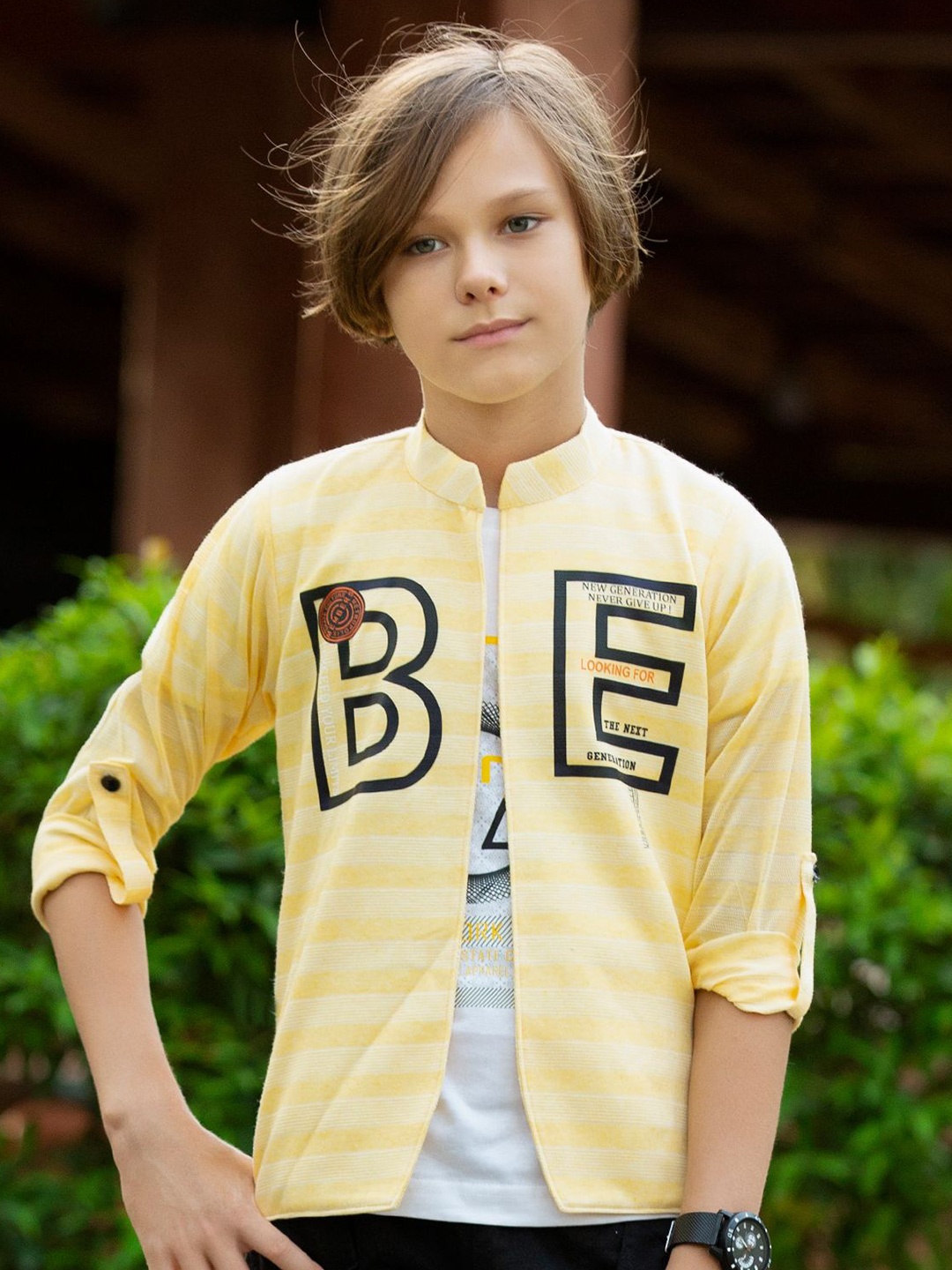 

MashUp Boys Opaque Printed Casual Shirt, Yellow