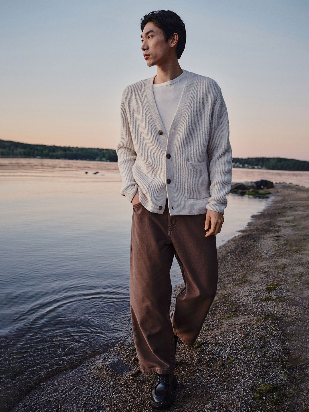

H&M Rib-Knit Cardigan, Beige