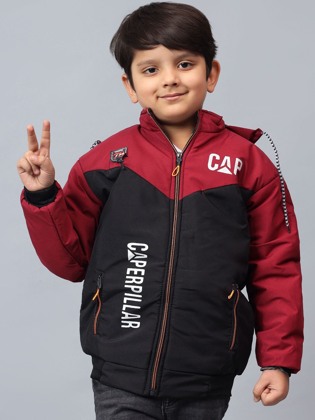 

BAESD Boys Padded Jacket with Patchwork, Maroon