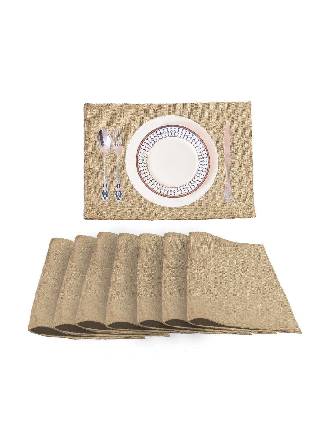

Lushomes Beige 8 Pieces Table Placemats